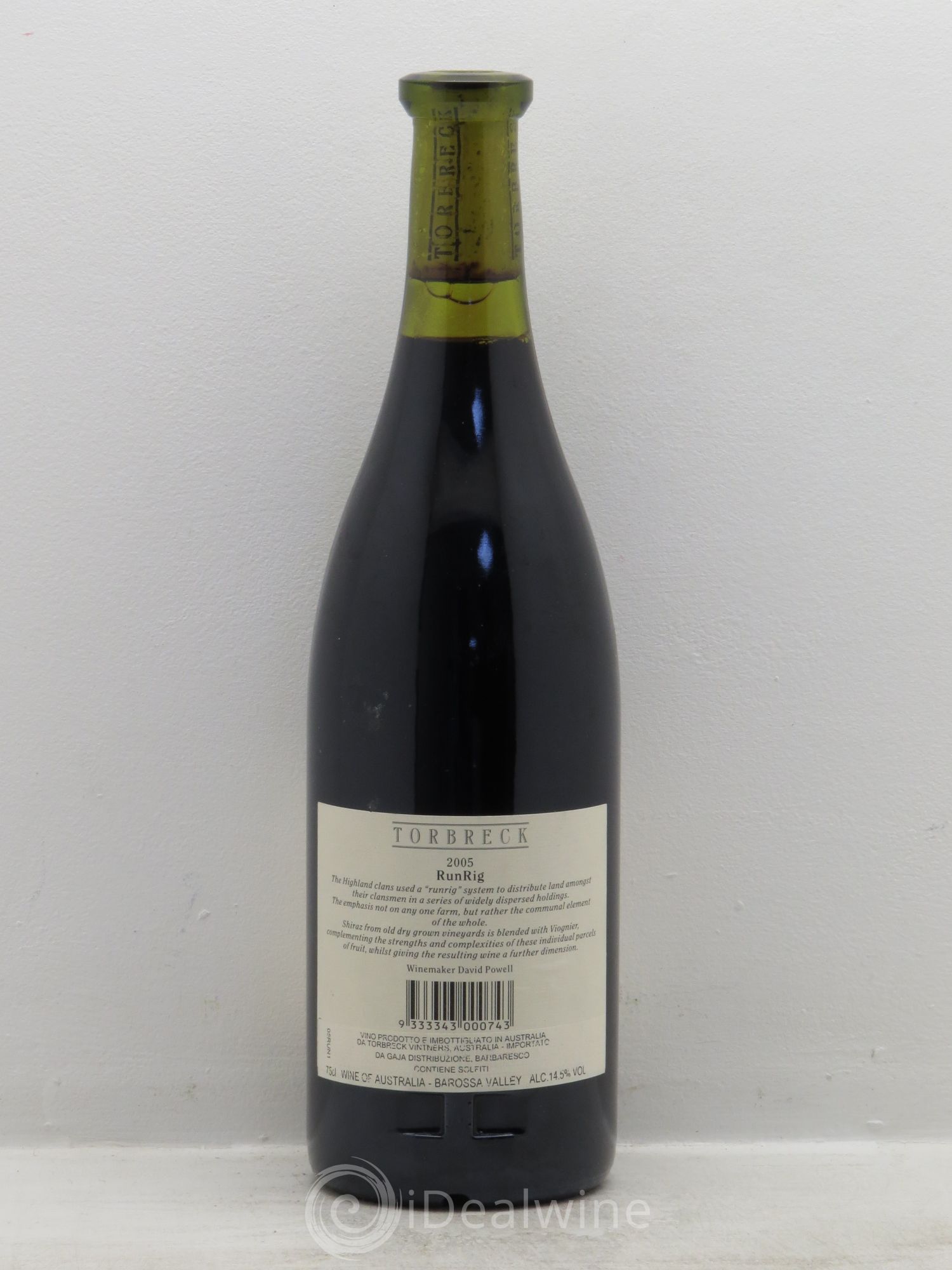 Australie Torbreck Run Rig Barossa Valley 2005 - Lot de 1 bouteille - 1