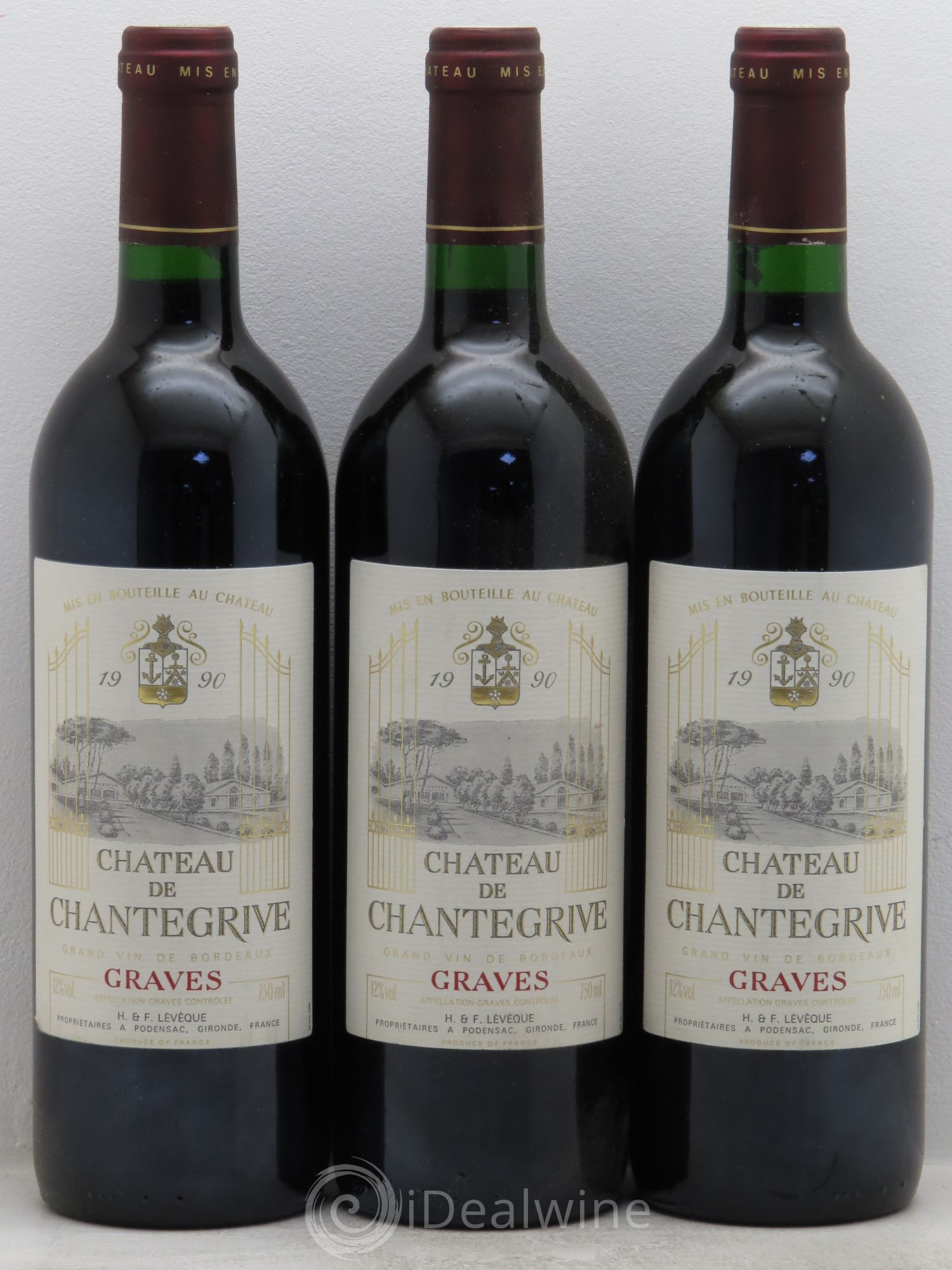 Château de Chantegrive 1990 - Lot de 3 bouteilles - 0