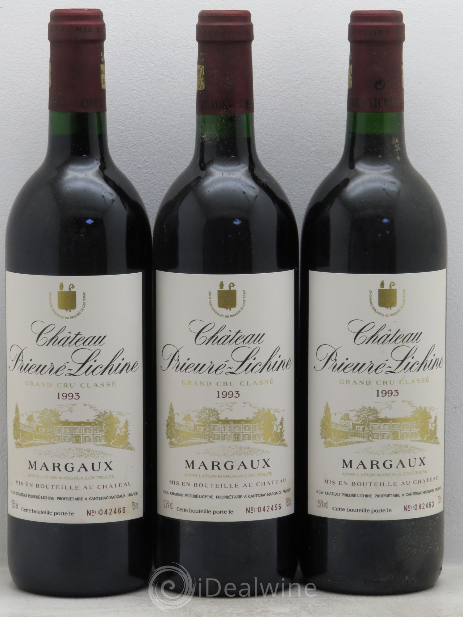 Château Prieuré Lichine 4ème Grand Cru Classé 1993 - Lot de 3 bouteilles - 0
