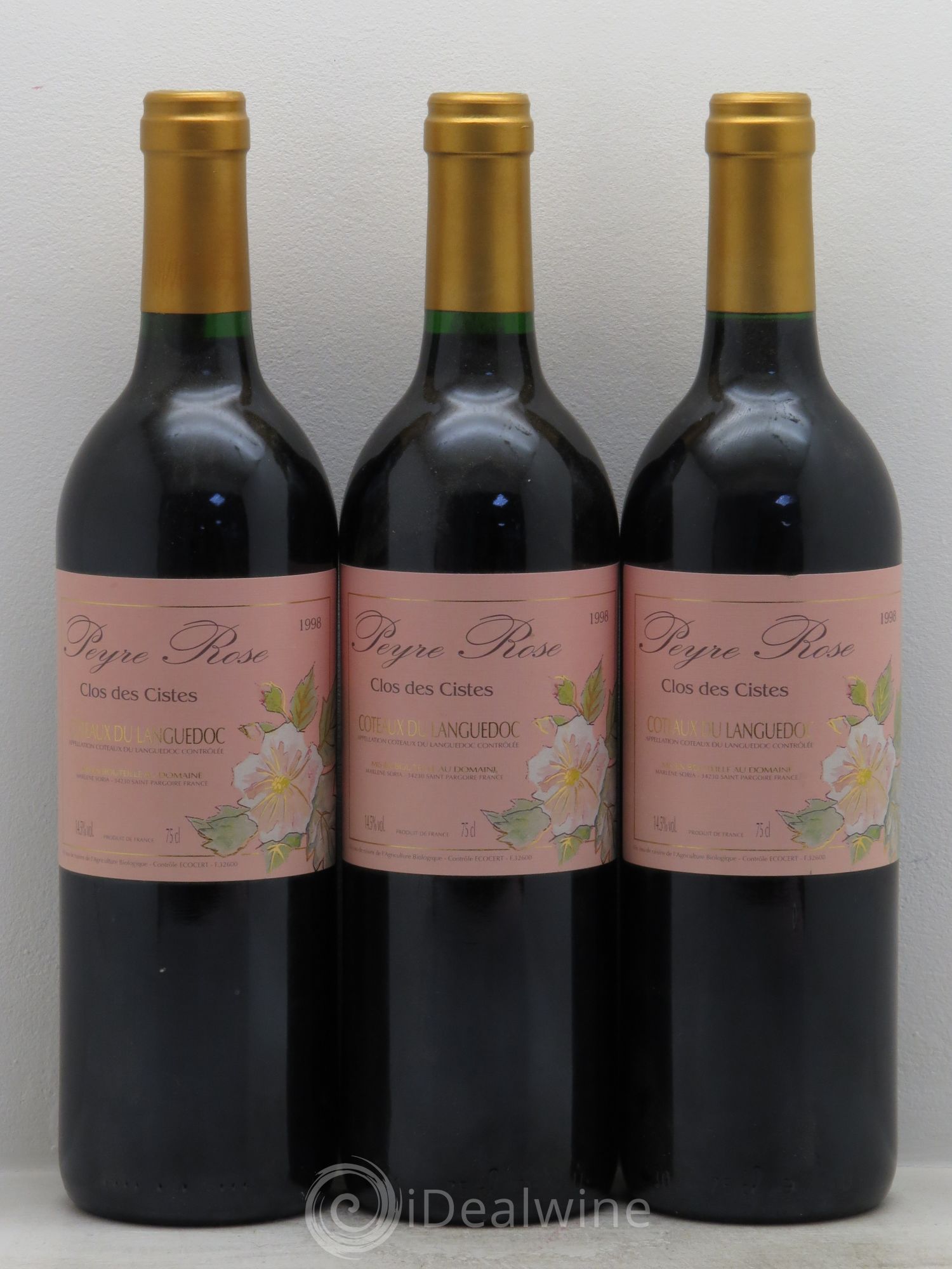 Vin de France (anciennement Coteaux du Languedoc) Domaine Peyre Rose Les Cistes Marlène Soria 1998 - Lot de 3 bouteilles - 0