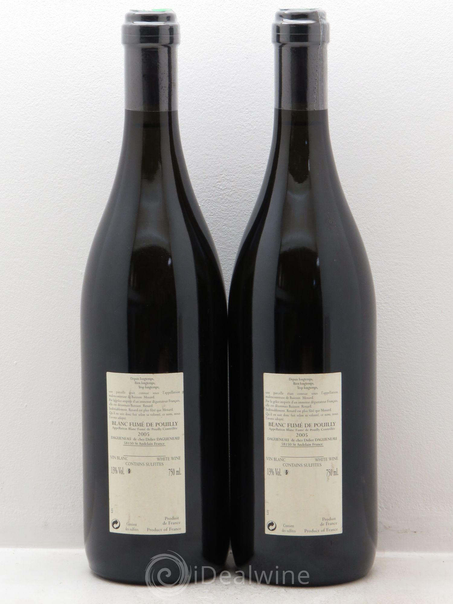 Vin de France (anciennement Pouilly-Fumé) Buisson Renard Dagueneau (Domaine Didier - Louis-Benjamin) 2005 - Lot de 2 bouteilles - 1
