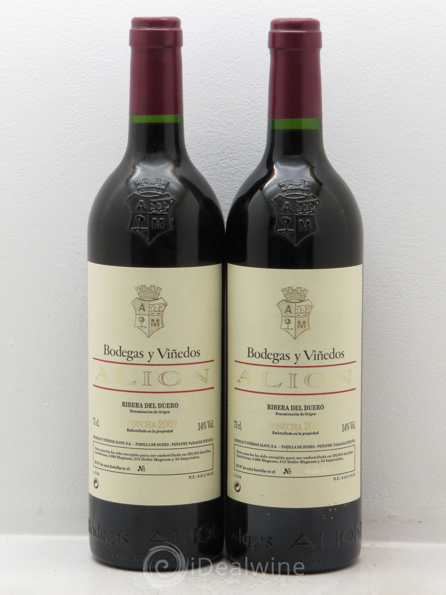 Ribera Del Duero DO Vega Sicilia Alion Famille Alvarez 2002 - Lot de 2 bouteilles - 0