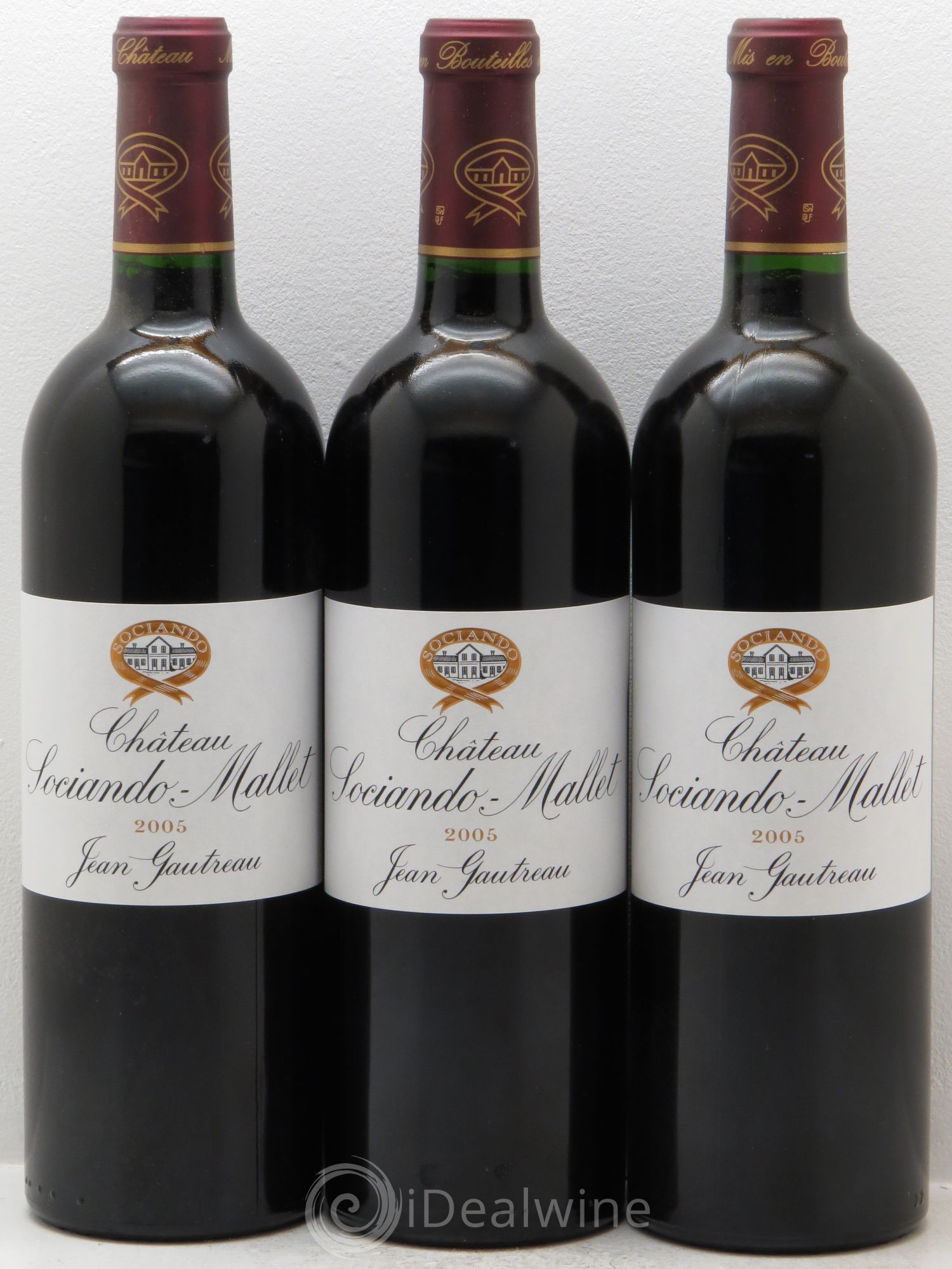 Château Sociando Mallet 2005 - Lot de 3 bouteilles - 0