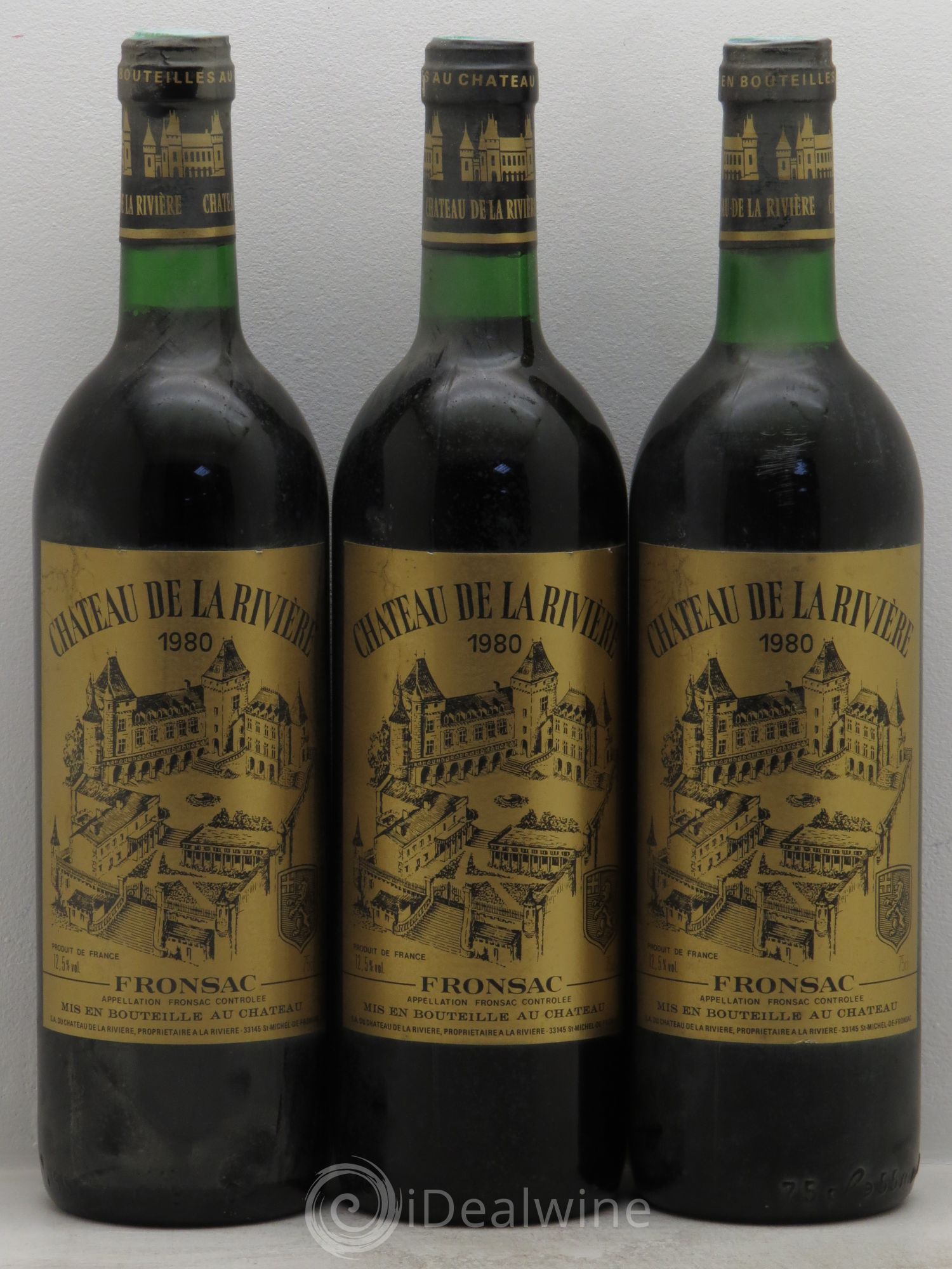 Château de La Rivière 1980 - Posten von 3 Flaschen - 0
