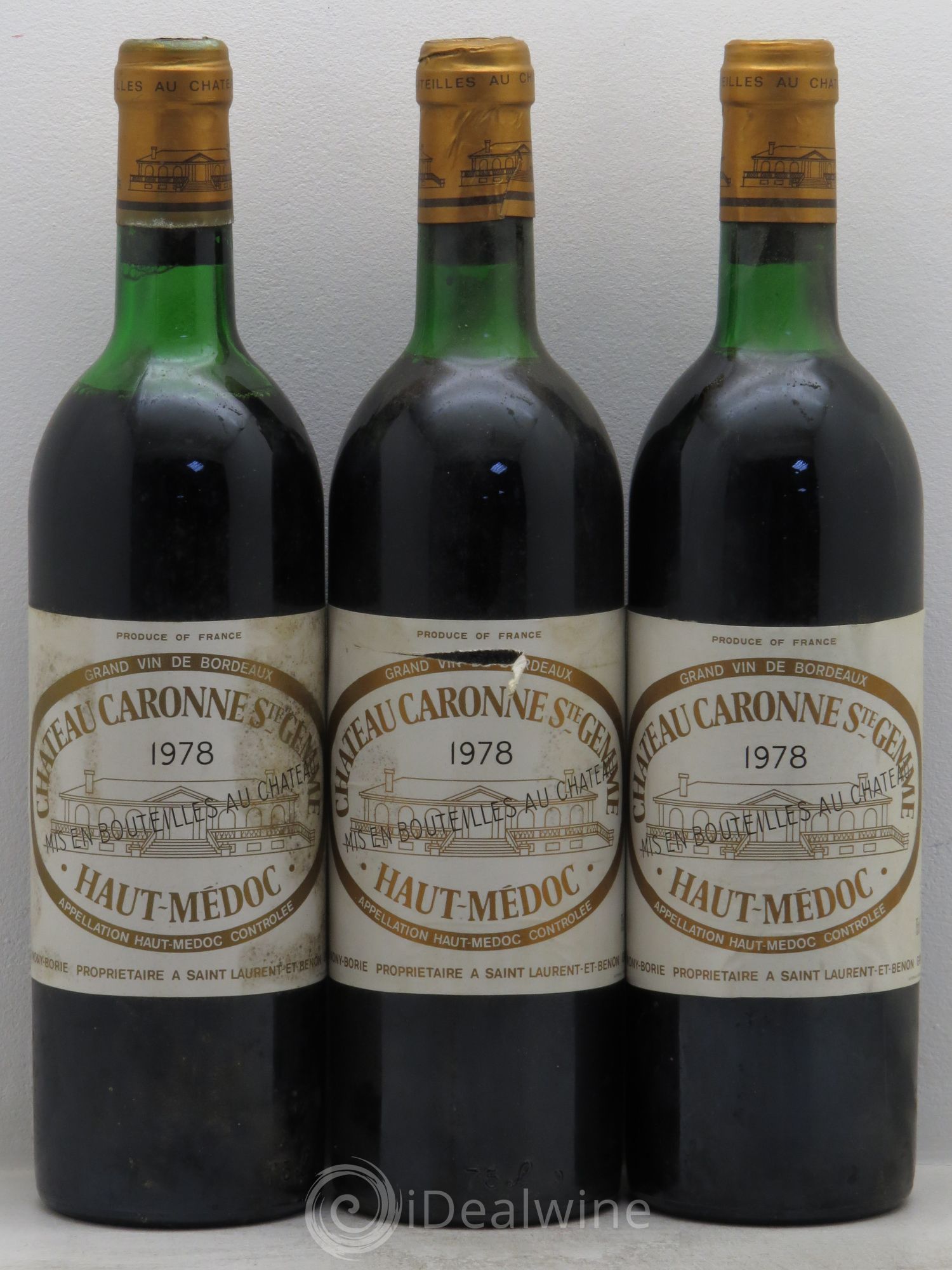 Château Caronne Sainte-Gemme Cru Bourgeois 1978 - Lot de 3 bouteilles - 0