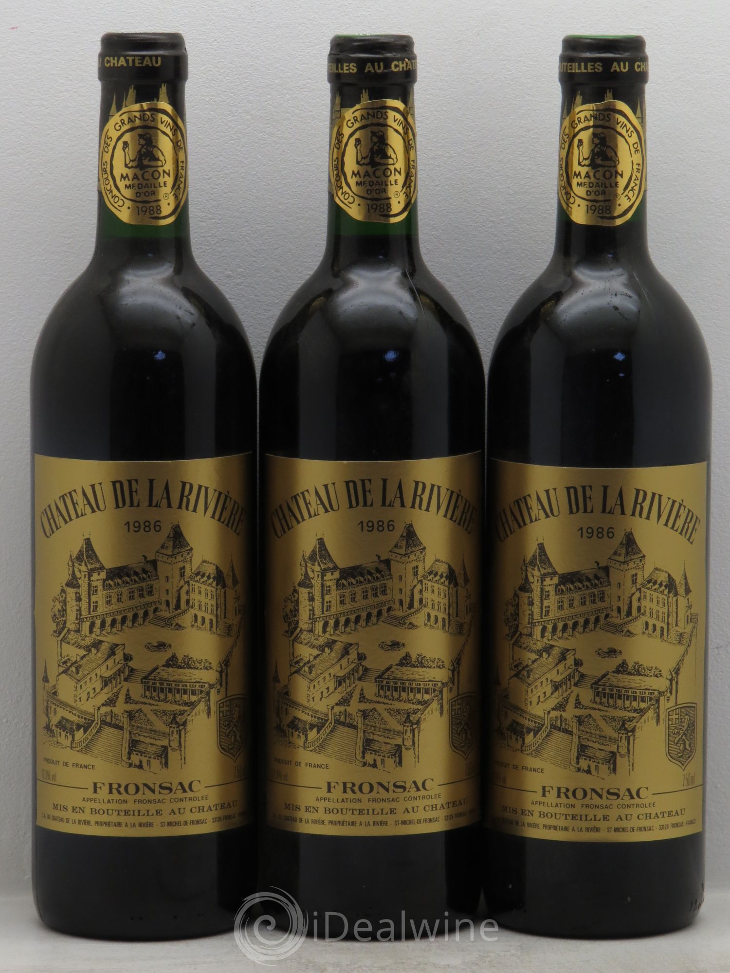 Château de La Rivière 1986 - Lot de 3 bouteilles - 0
