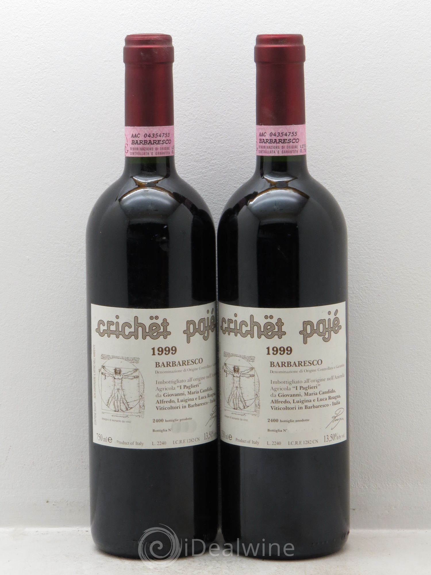 Barbaresco DOCG Roagna Crichet Pajé 1999 - Posten von 2 Flaschen - 0