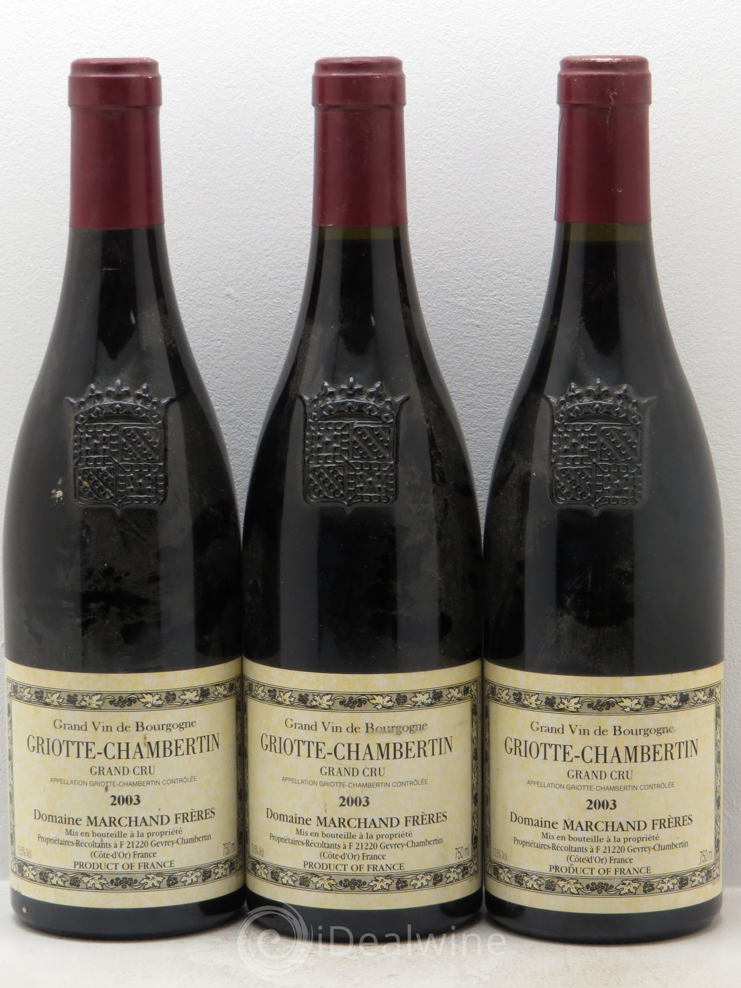 Griotte-Chambertin Grand Cru Domaine Marchand et Frères 2003 - Posten von 3 Flaschen - 0