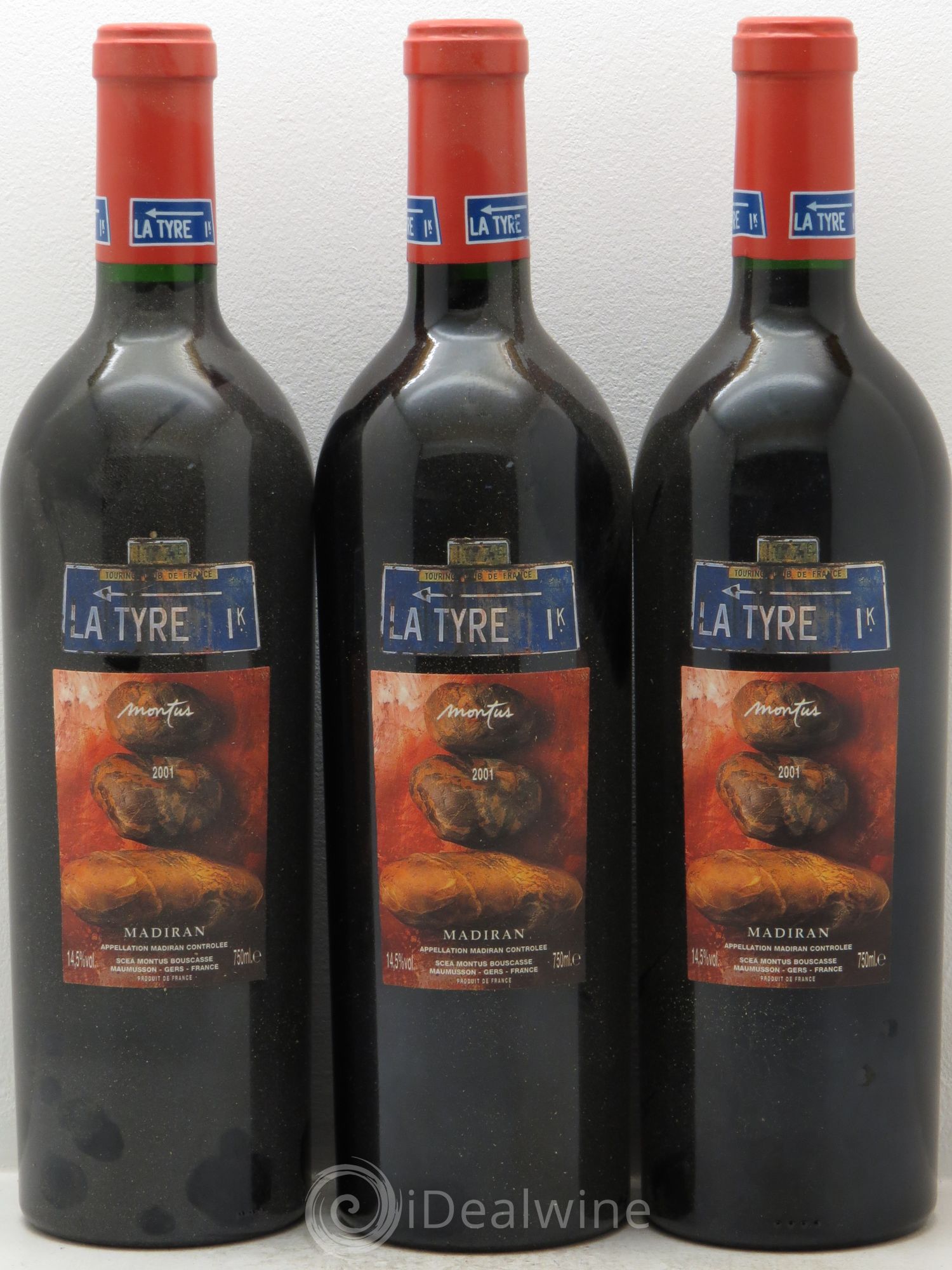 Madiran Château Montus-La Tyre Alain Brumont 2001 - Lot de 3 bouteilles - 0