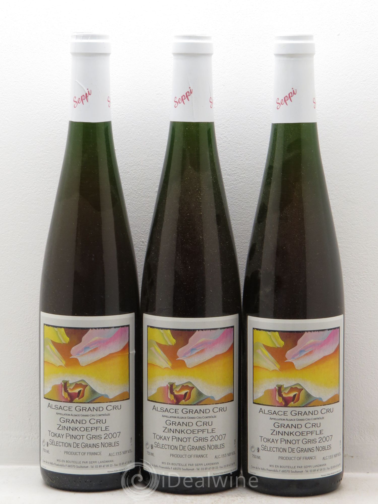 Pinot Gris (Tokay) Sélection de Grains Nobles Zinnkoepfle Seppi Landmann 2007 - Lotto di 3 bottiglie - 0