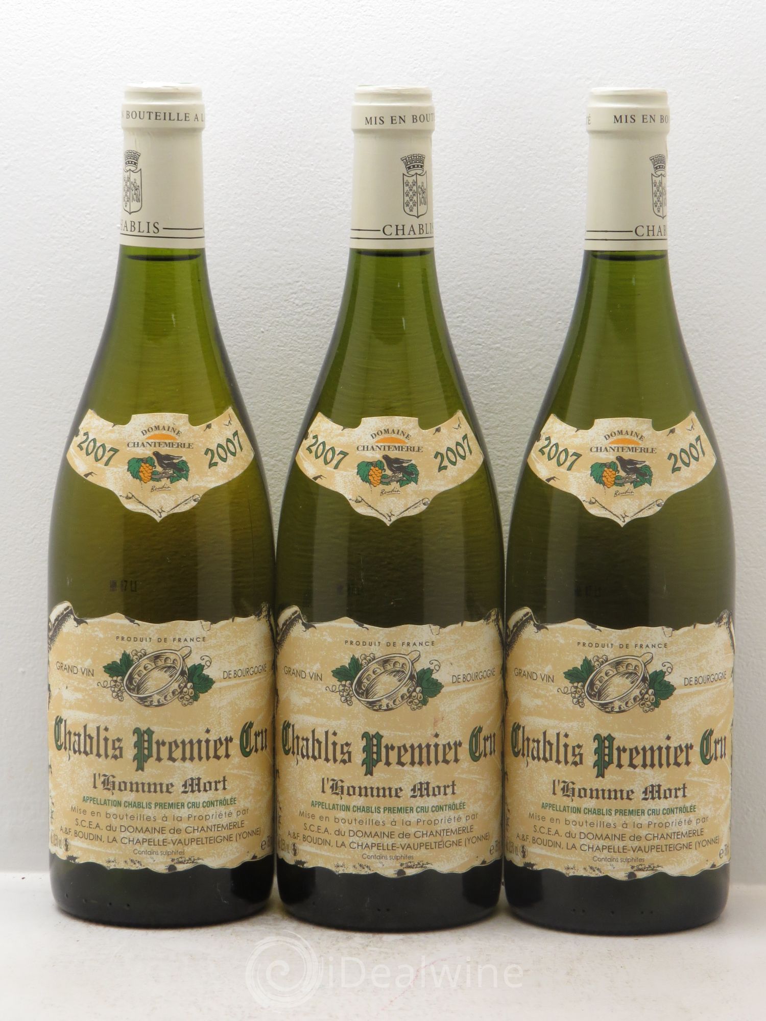 Chablis 1er Cru L'Homme Mort- Domaine Chantemerle 2007 - Posten von 3 Flaschen - 0