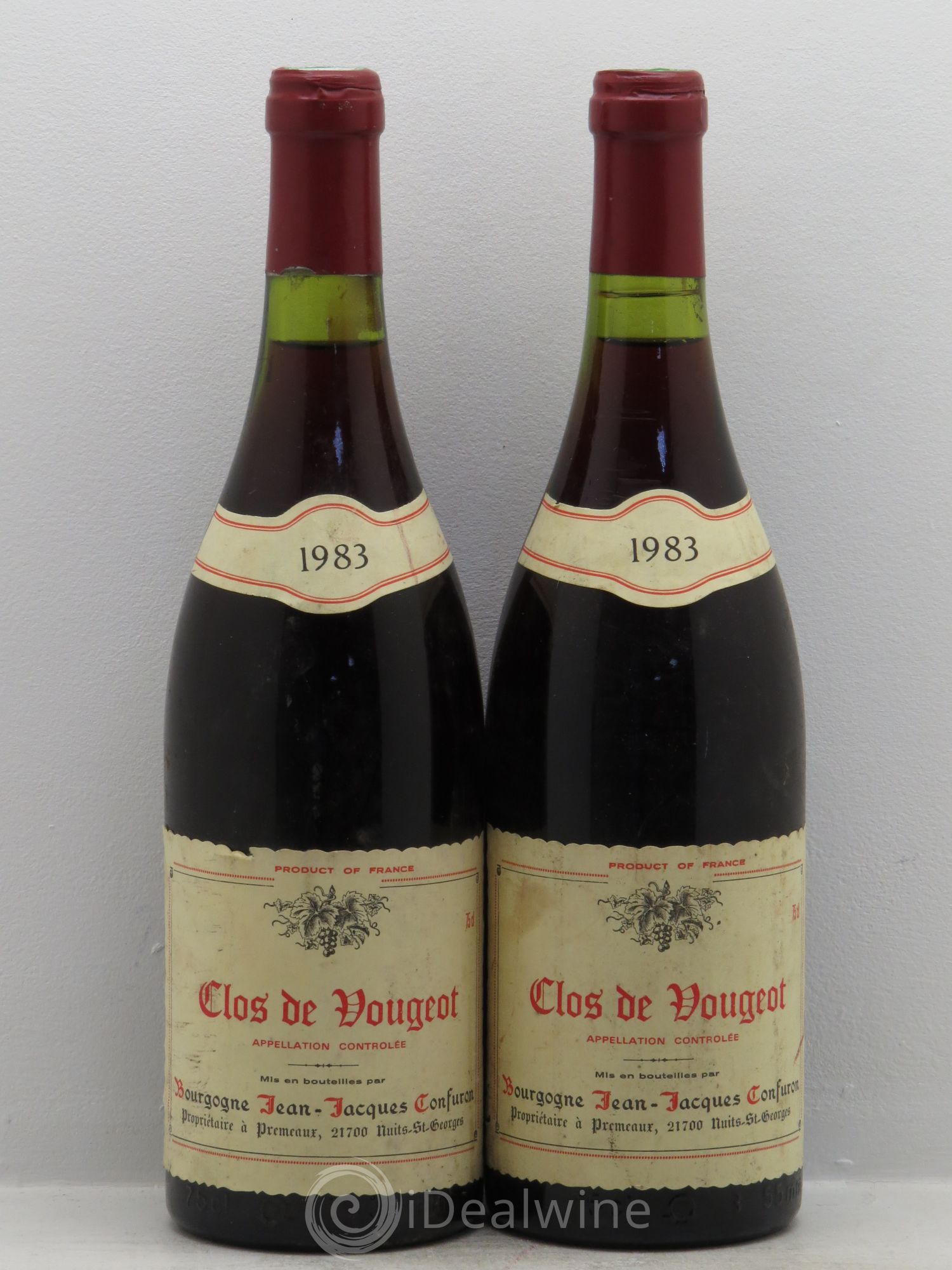 Clos de Vougeot Grand Cru Jean-Jacques Confuron 1983 - Lot de 2 bouteilles - 0