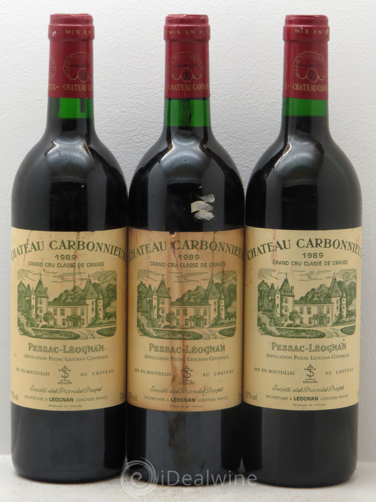 Château Carbonnieux Cru Classé de Graves 1989 - Lot de 3 bouteilles - 0