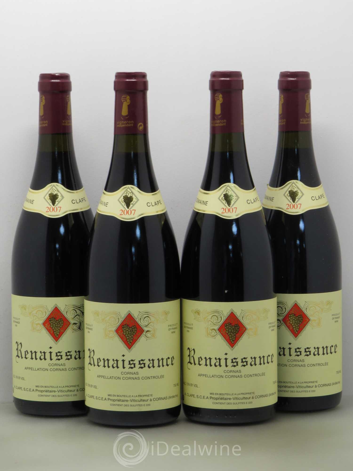 Cornas Renaissance Auguste Clape 2007 - Lot de 4 bouteilles - 0