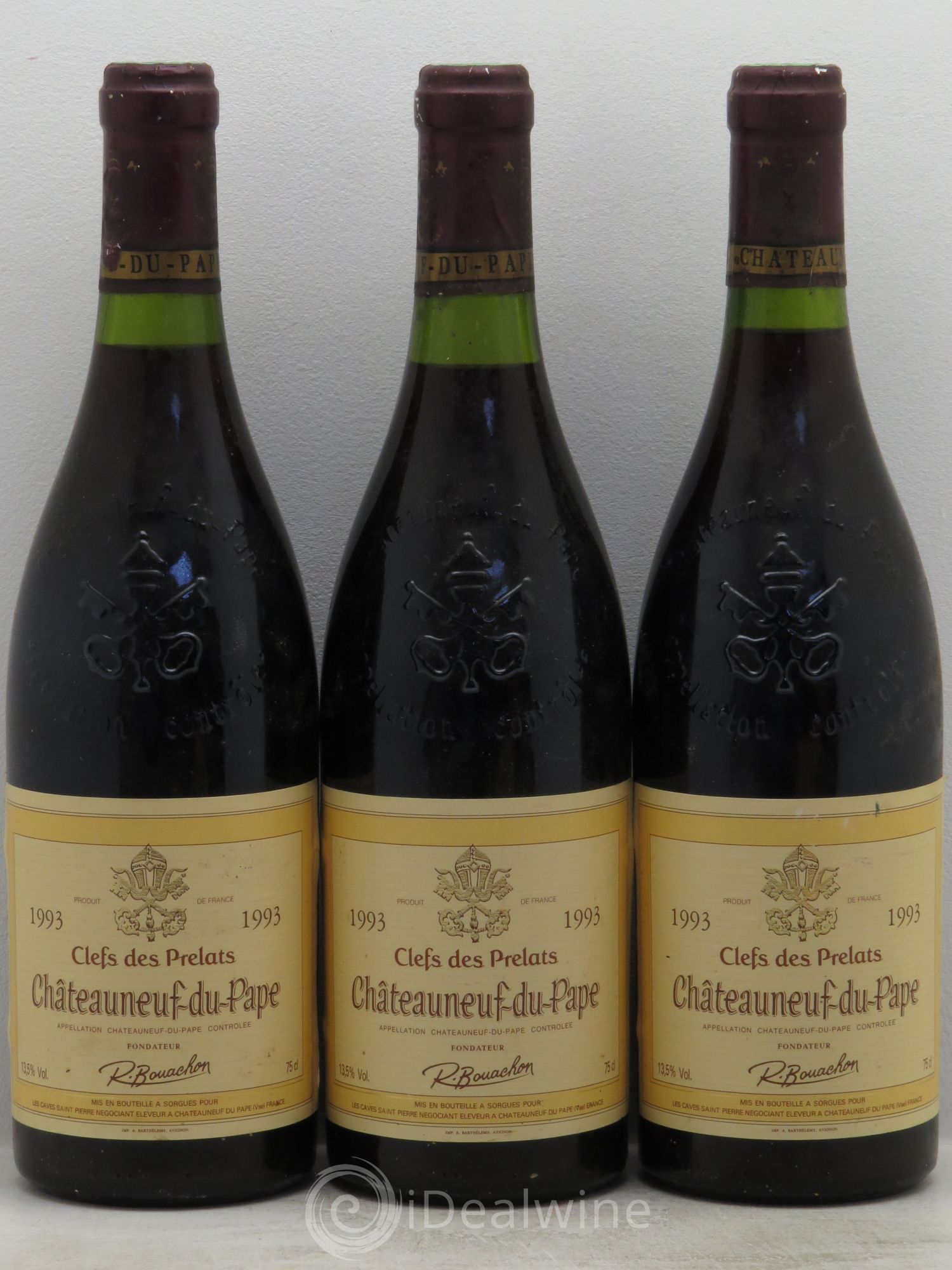 Châteauneuf-du-Pape Fondateur R.Bouachon Clefs des prélats 1993 - Posten von 3 Flaschen - 0