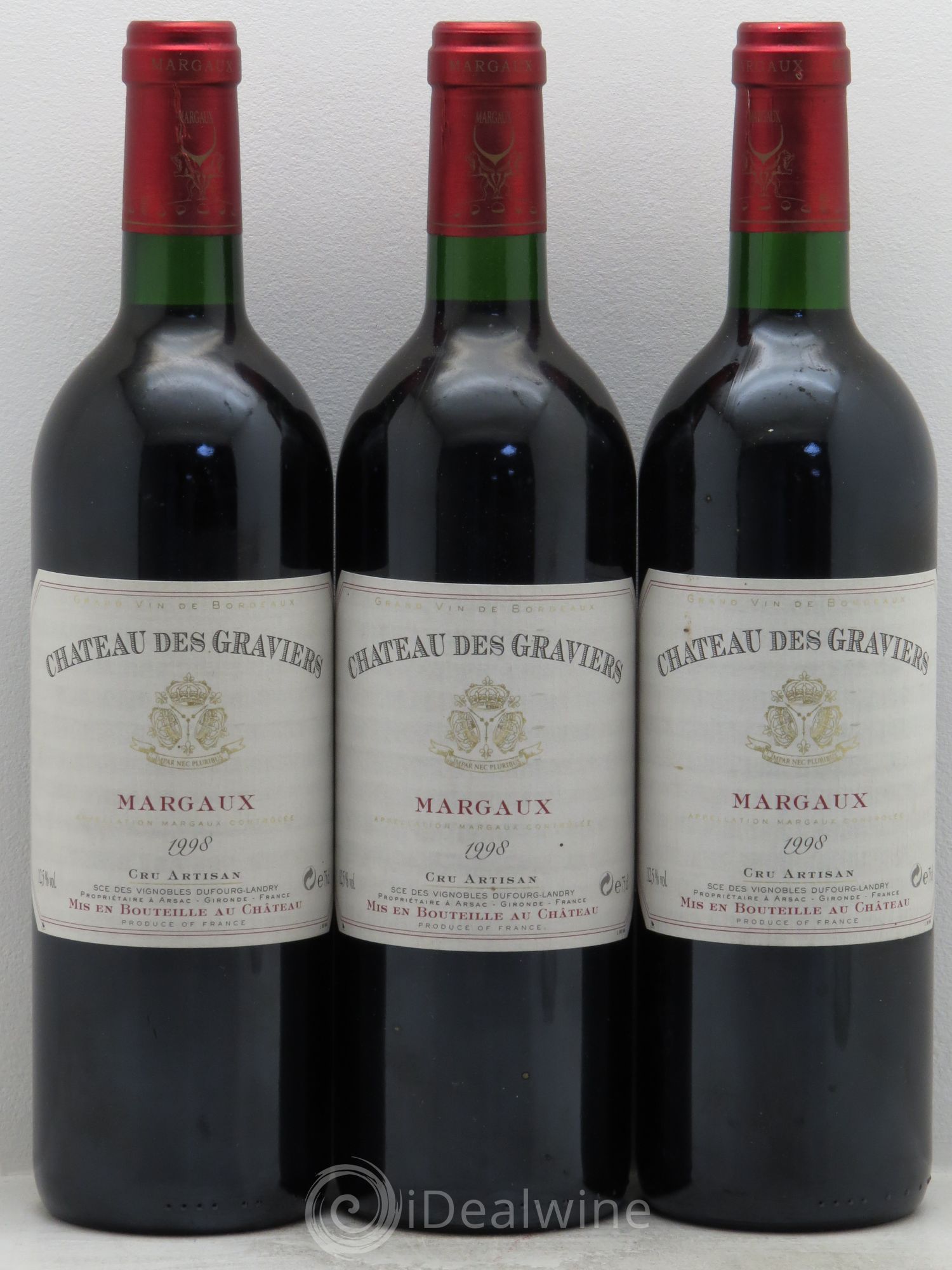 Bordeaux Château des Graviers - Margaux (sans prix de réserve) 1998 - Posten von 3 Flaschen - 0