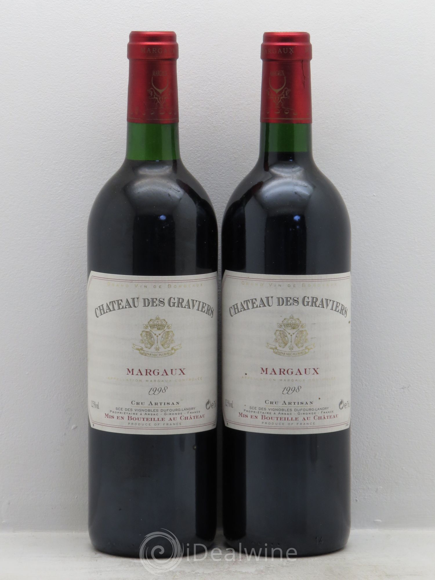 Bordeaux Château des Graviers - Margaux (sans prix de réserve) 1998 - Posten von 2 Flaschen - 0