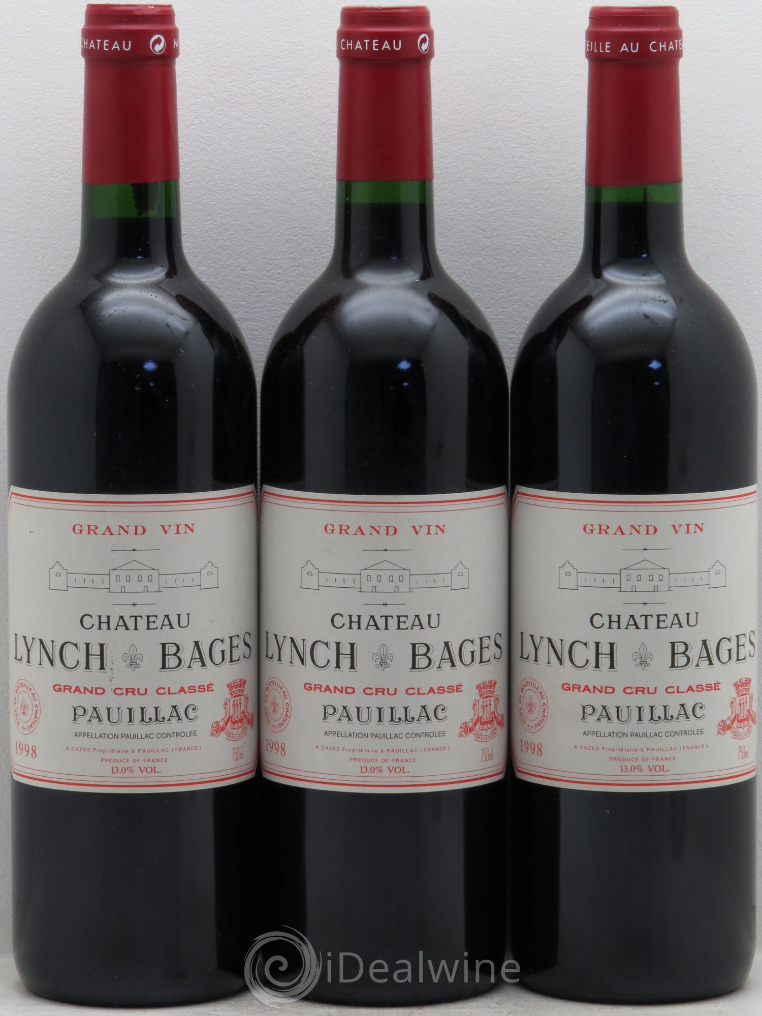 Château Lynch Bages 5ème Grand Cru Classé 1998 - Lot de 3 bouteilles - 0