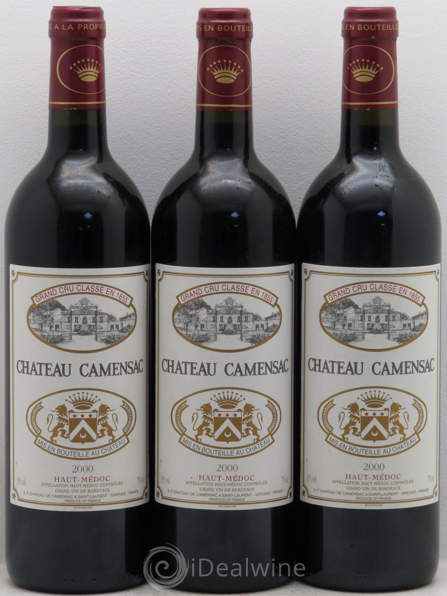 Château Camensac 5ème Grand Cru Classé 2000 - Lot de 3 bouteilles - 0