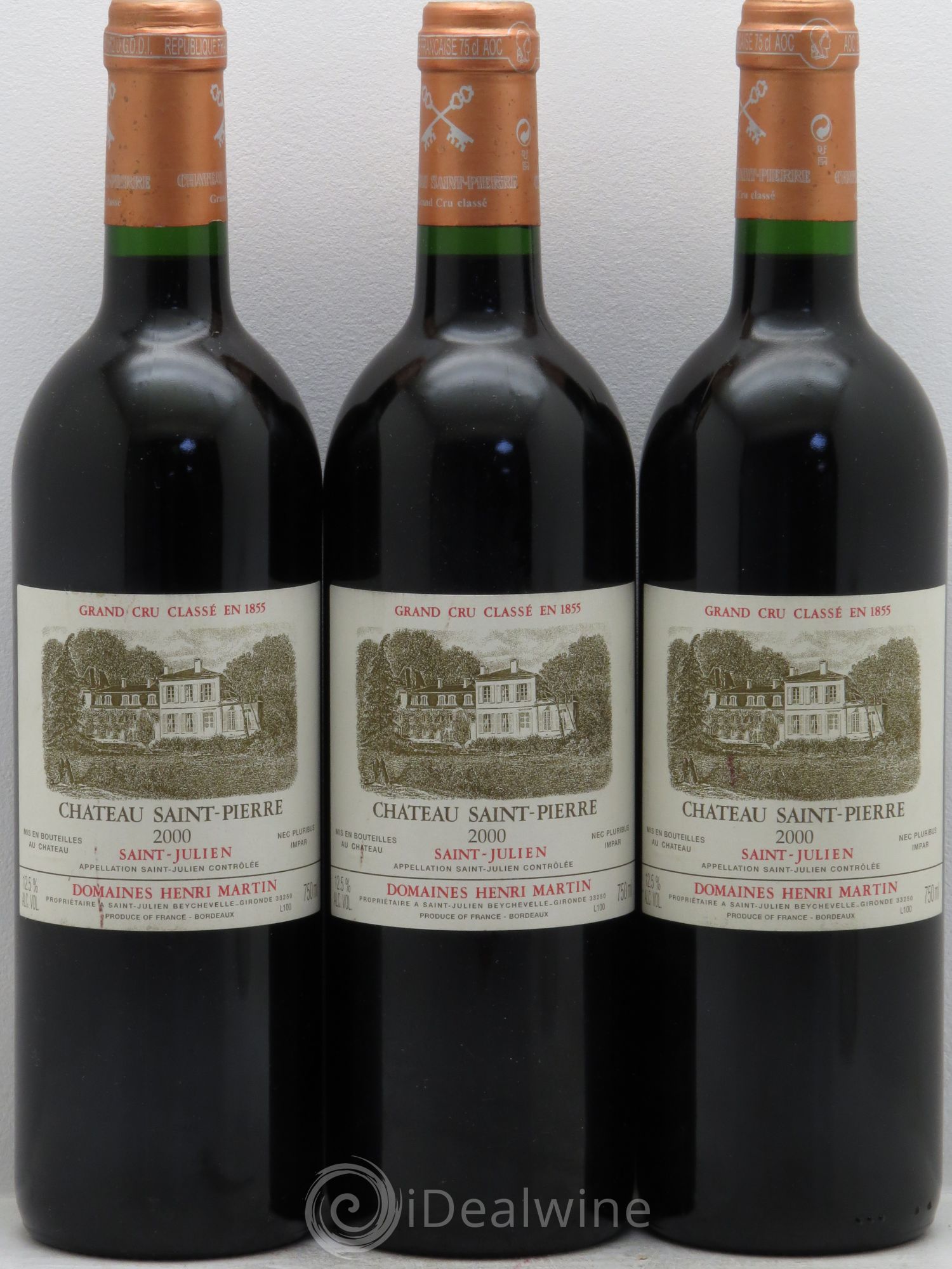 Château Saint-Pierre 4ème Grand Cru Classé 2000 - Lot de 3 bouteilles - 0