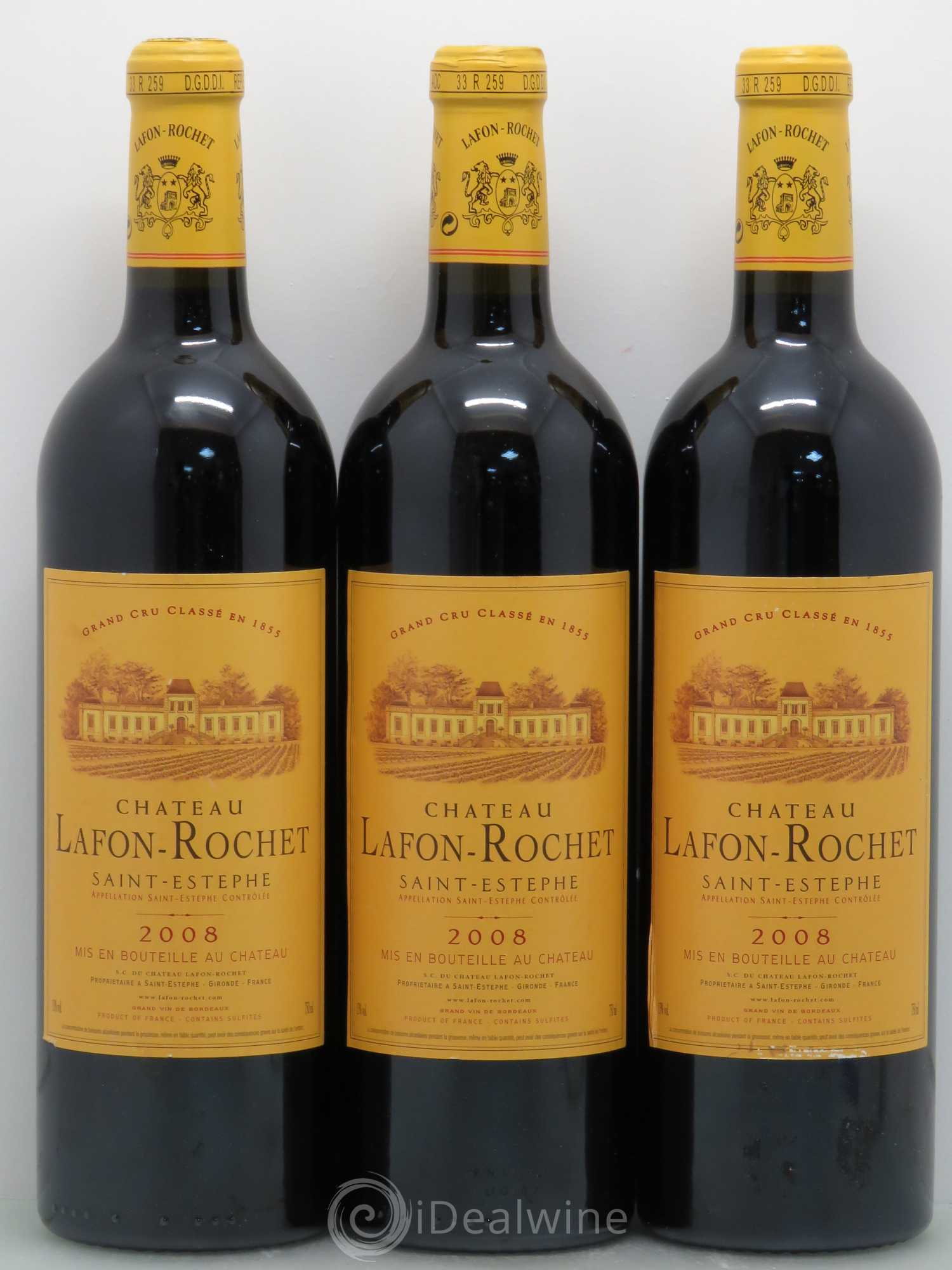 Château Lafon Rochet 4ème Grand Cru Classé 2008 - Lot de 3 bouteilles - 0
