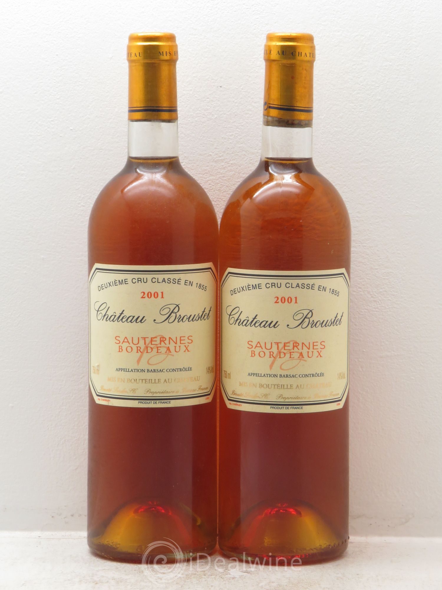 Château Broustet 2ème Grand Cru Classé (senza prezzo di riserva) 2001 - Lotto di 2 bottiglie - 0