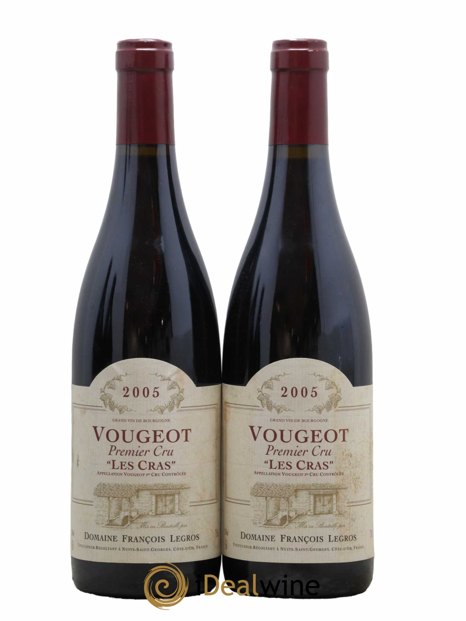 Vougeot 1er Cru Les Cras François Legros 2005 - Lot de 2 bouteilles - 0