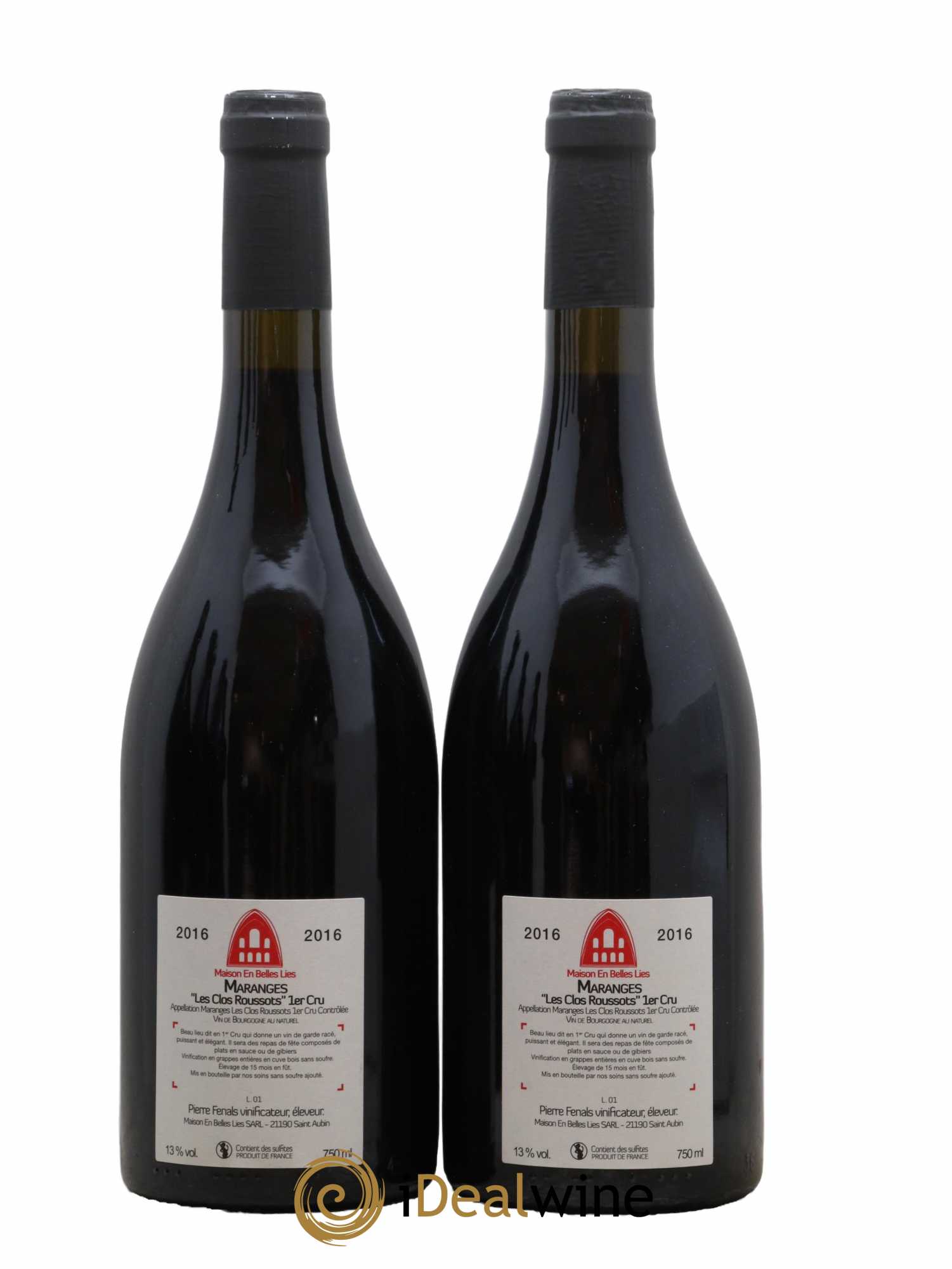 Maranges 1er Cru Les Clos Roussots Maison En Belles Lies 2016 - Lot de 2 bouteilles - 1