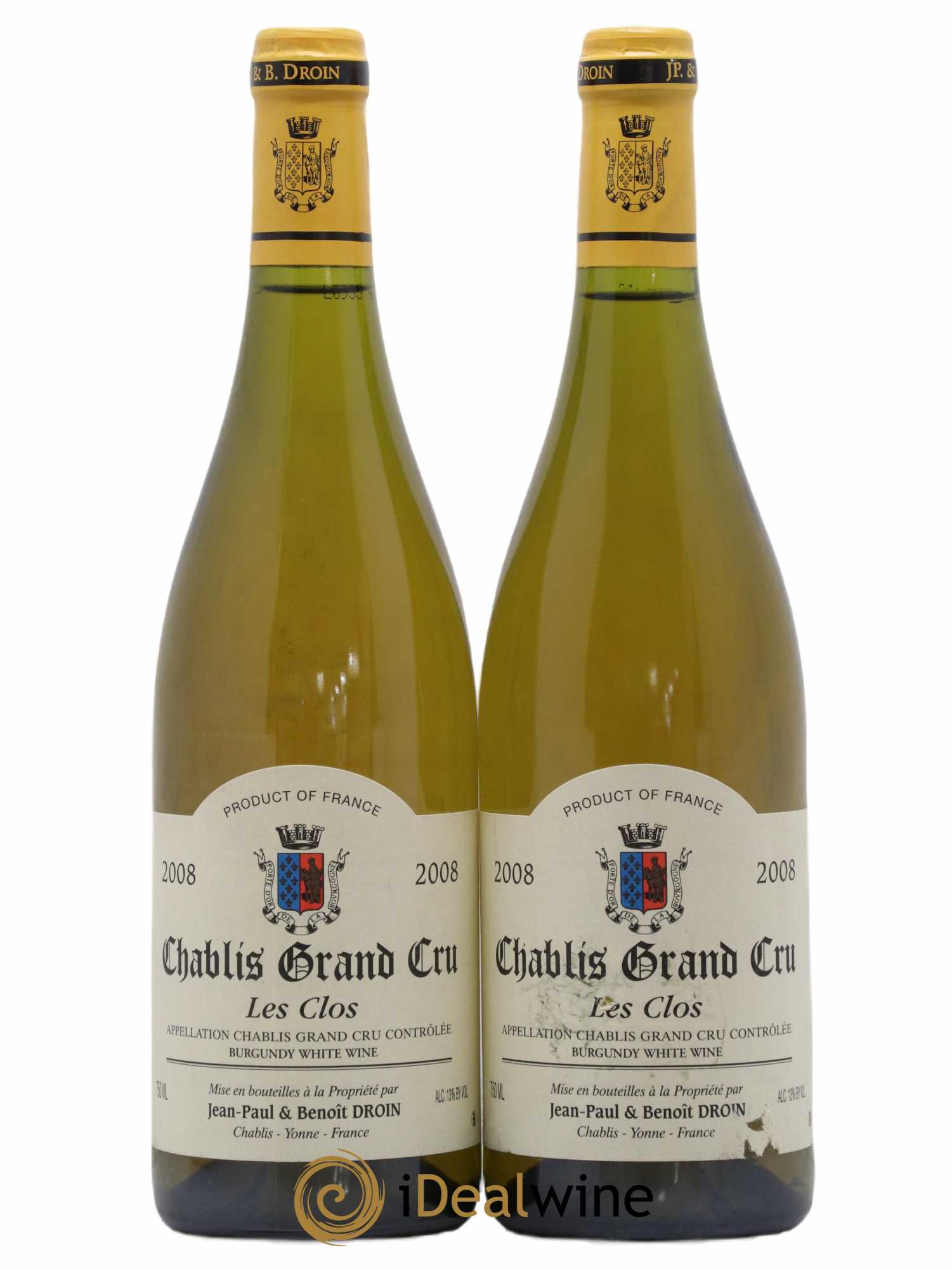 Chablis Grand Cru Les Clos Jean-Paul & Benoît Droin (Domaine) 2008 - Lot de 2 bouteilles - 0