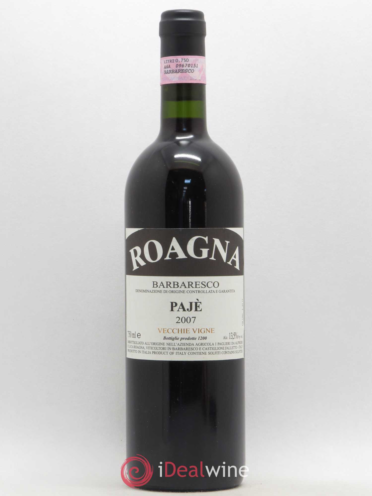 Barbaresco DOCG Pajè Vecchie Viti Roagna 2007 - Lot de 1 bouteille - 0