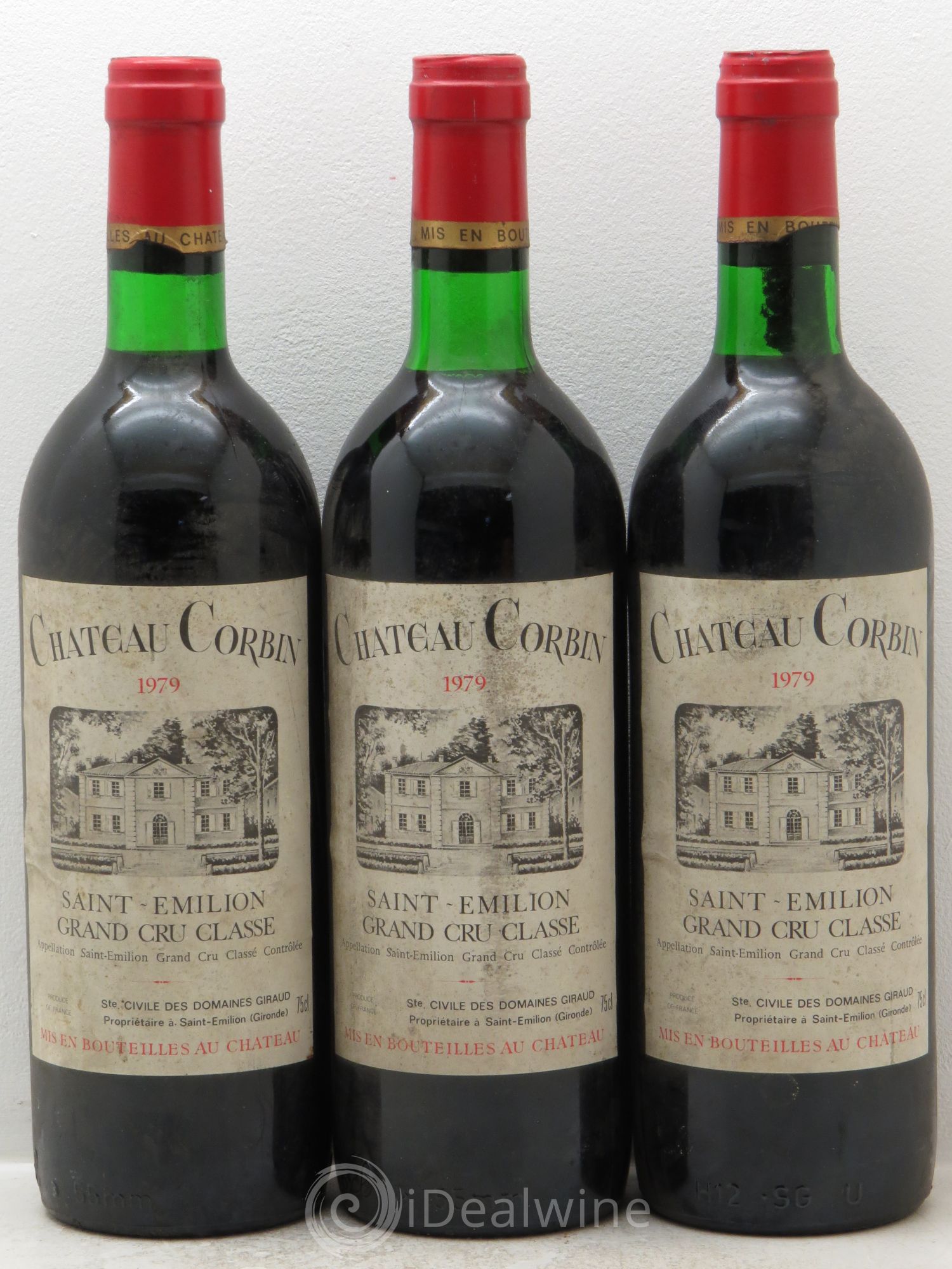 Château Corbin Grand Cru Classé 1979 - Lot de 3 bouteilles - 0