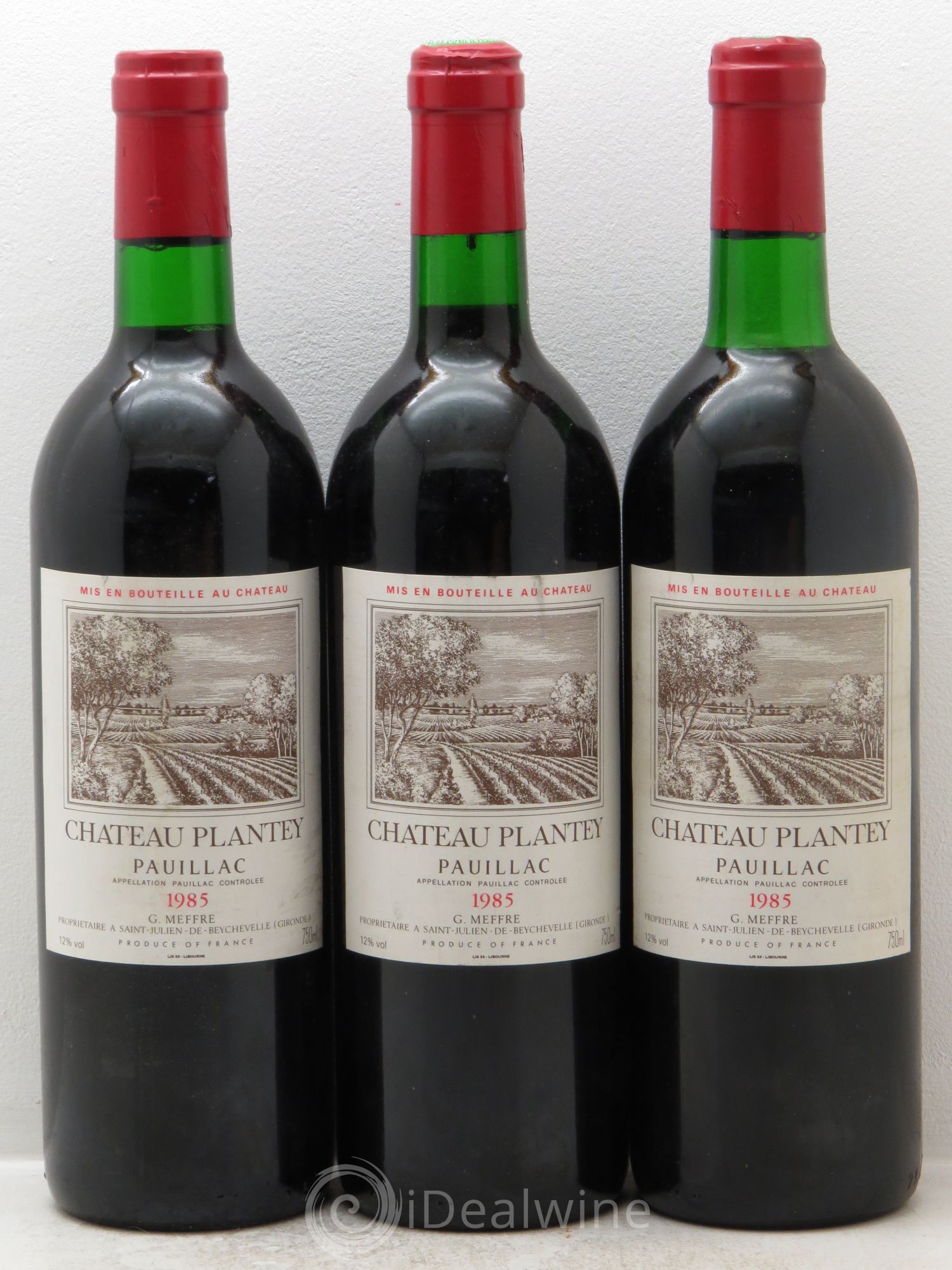 Château Plantey Cru Bourgeois 1985 - Lot de 3 bouteilles - 0