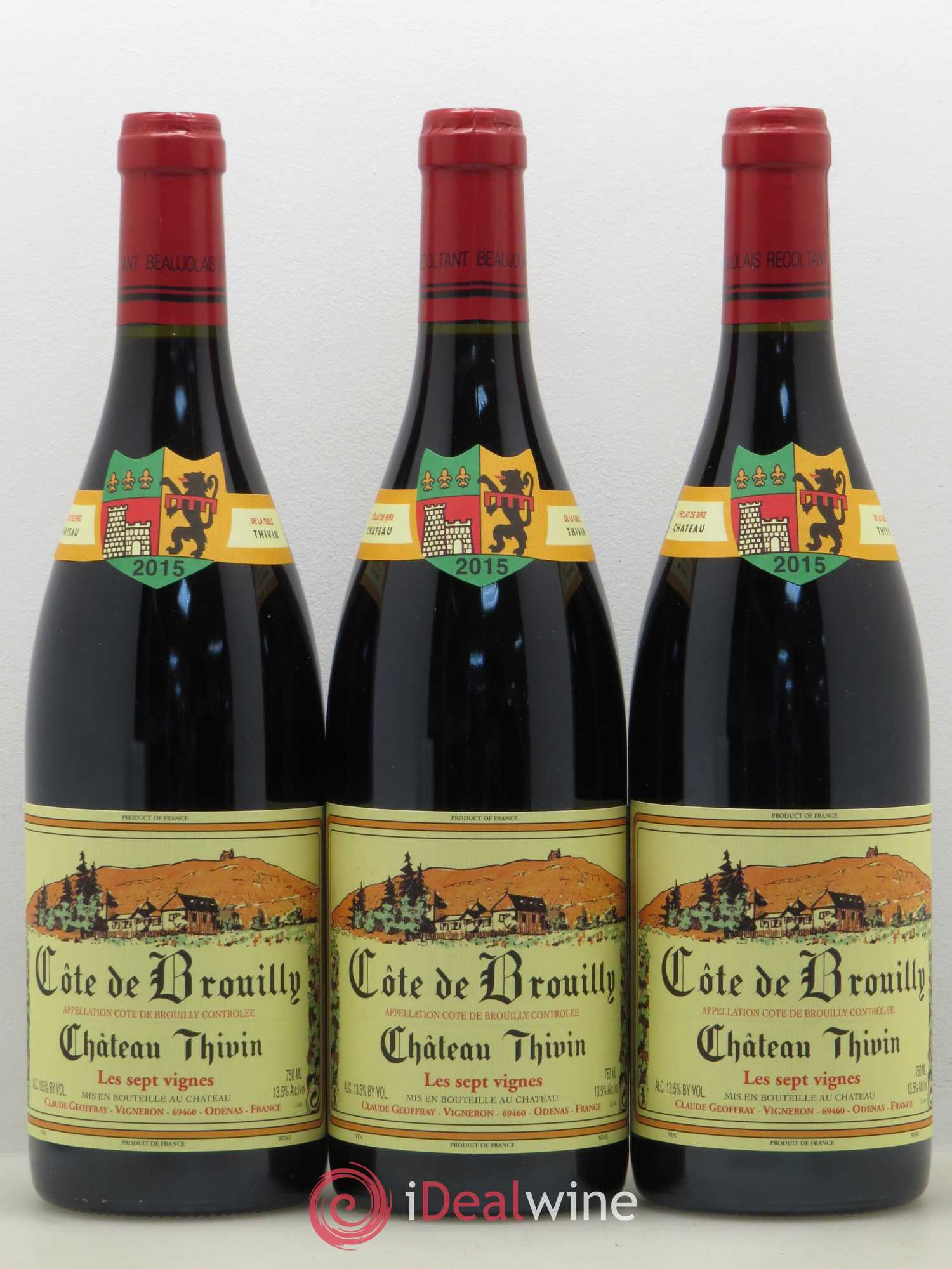 Côte de Brouilly Les 7 Vignes Château Thivin (sans prix de réserve) 2015 - Lot de 3 bouteilles - 0