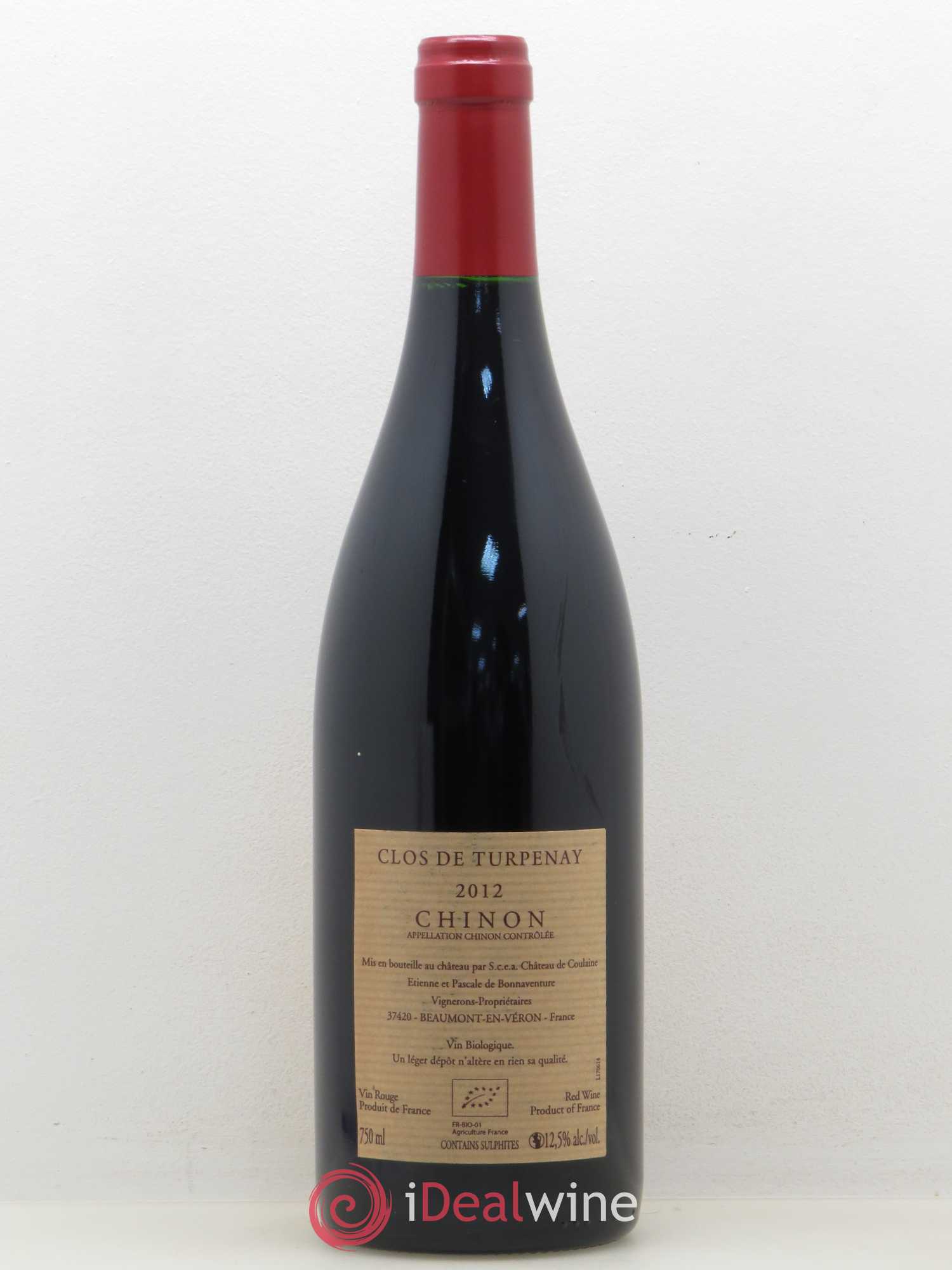 Chinon Château de Coulaine Clos de Turpenay (sans prix de réserve) 2012 - Posten von 1 Flasche - 1