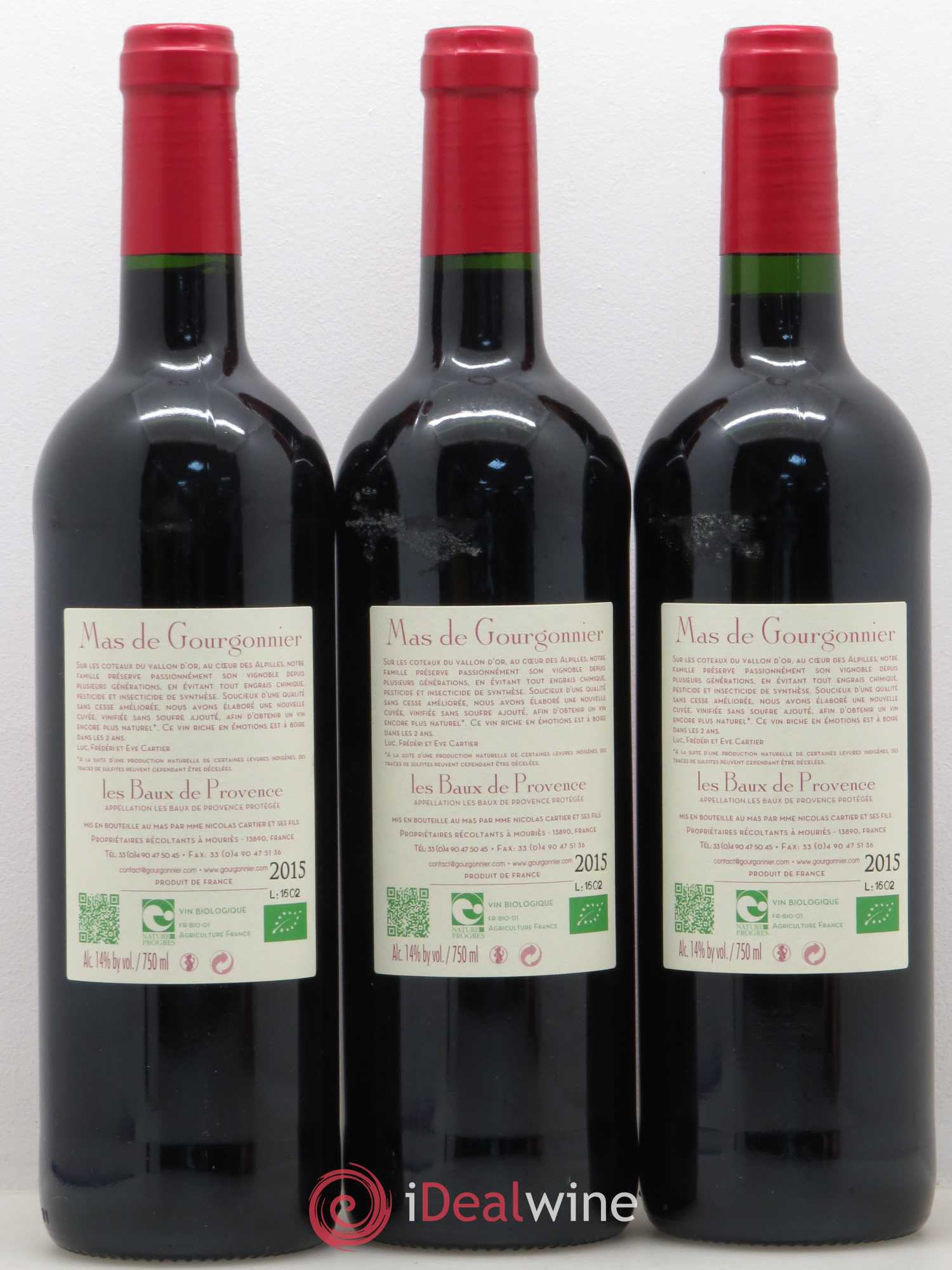 Divers Les Baux de Provence Mas de Gourgonnier Réserve du Mas (sans prix de réserve) 2015 - Posten von 3 Flaschen - 1