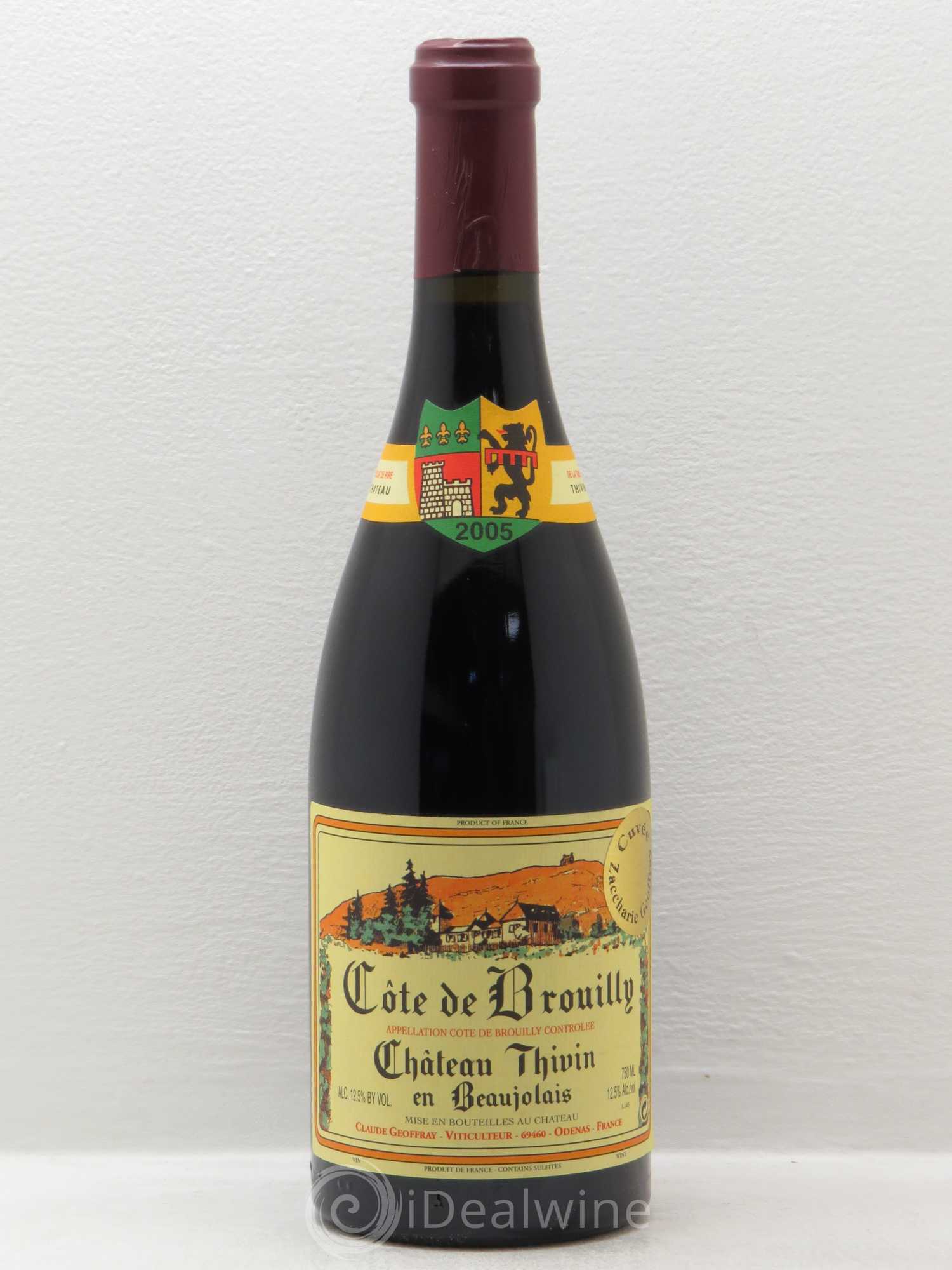 Côte de Brouilly Cuvée Zaccharie Château Thivin 2005 - Lot de 1 bouteille - 0