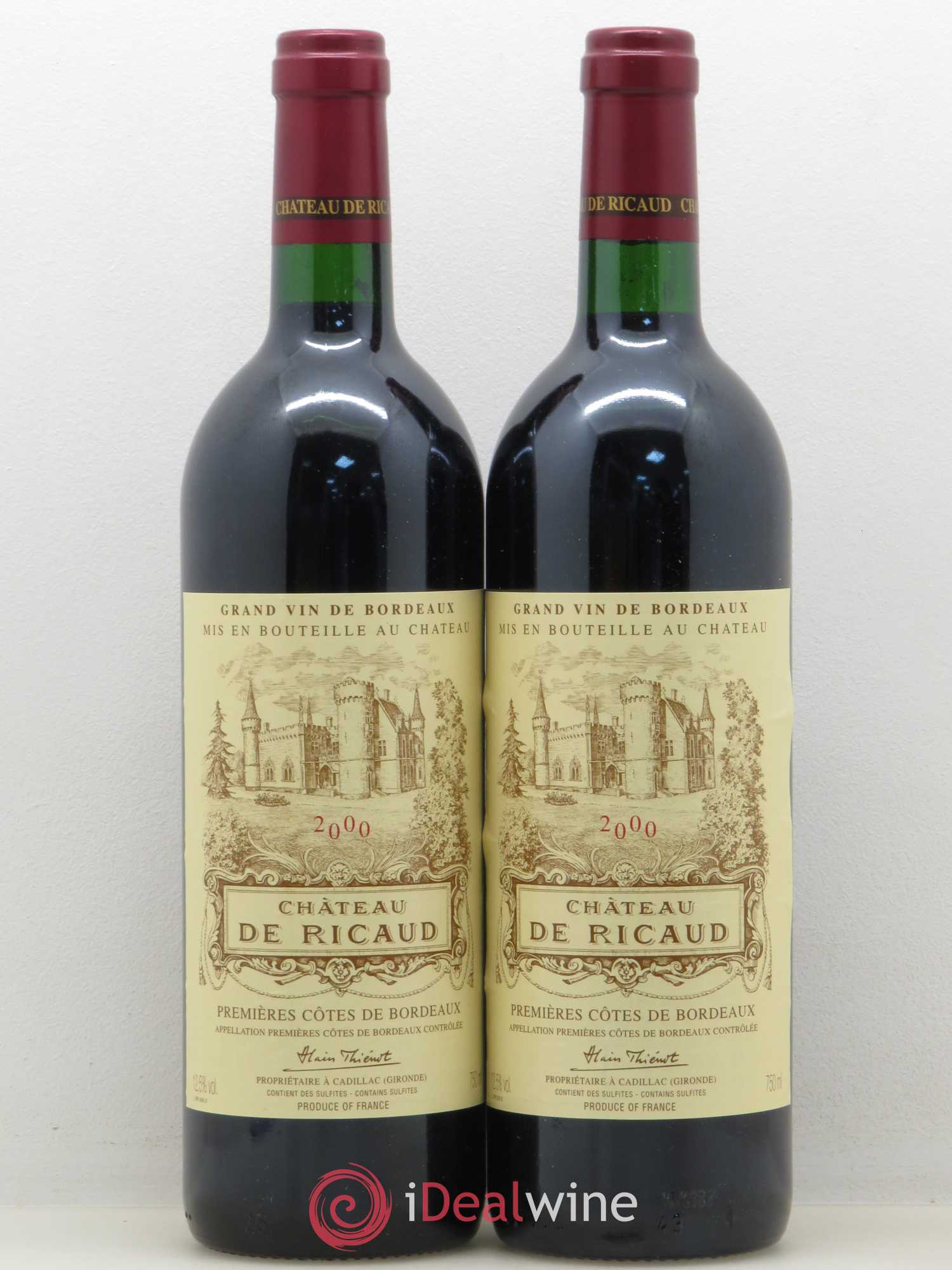 Premières Côtes de Bordeaux Château de Ricaud (sans prix de réserve) 2000 - Lot de 2 bouteilles - 0