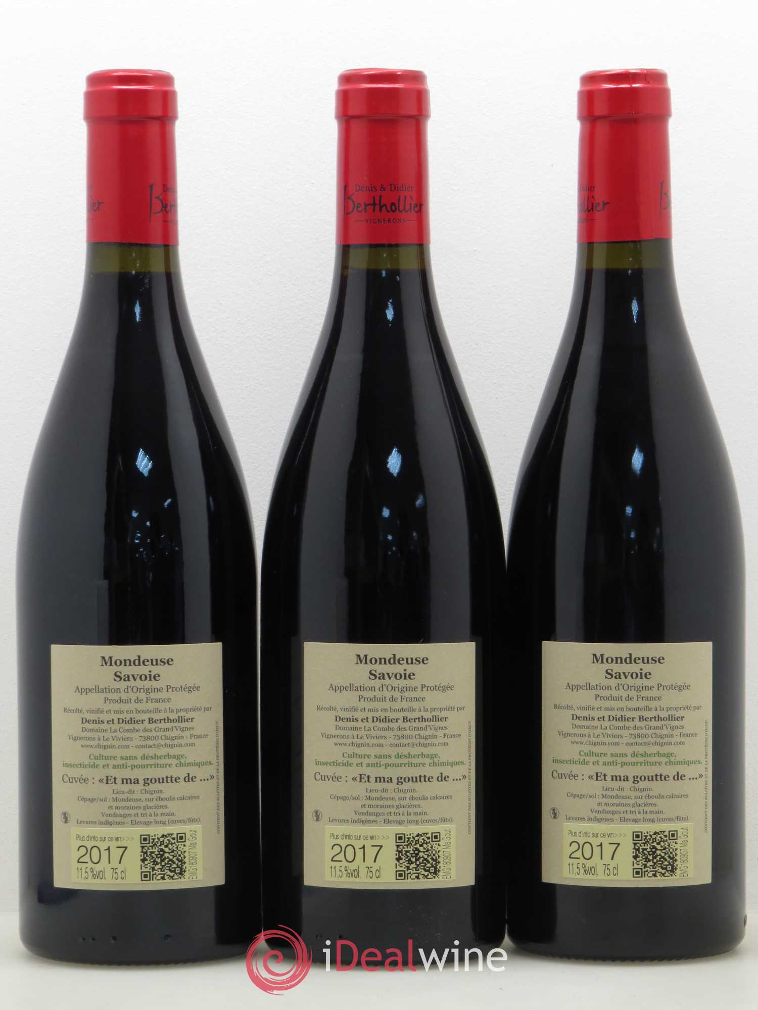 Vin de Savoie Mondeuse Et ma goutte de - Denis & Didier Berthollier (sans prix de réserve) 2017 - Posten von 3 Flaschen - 1
