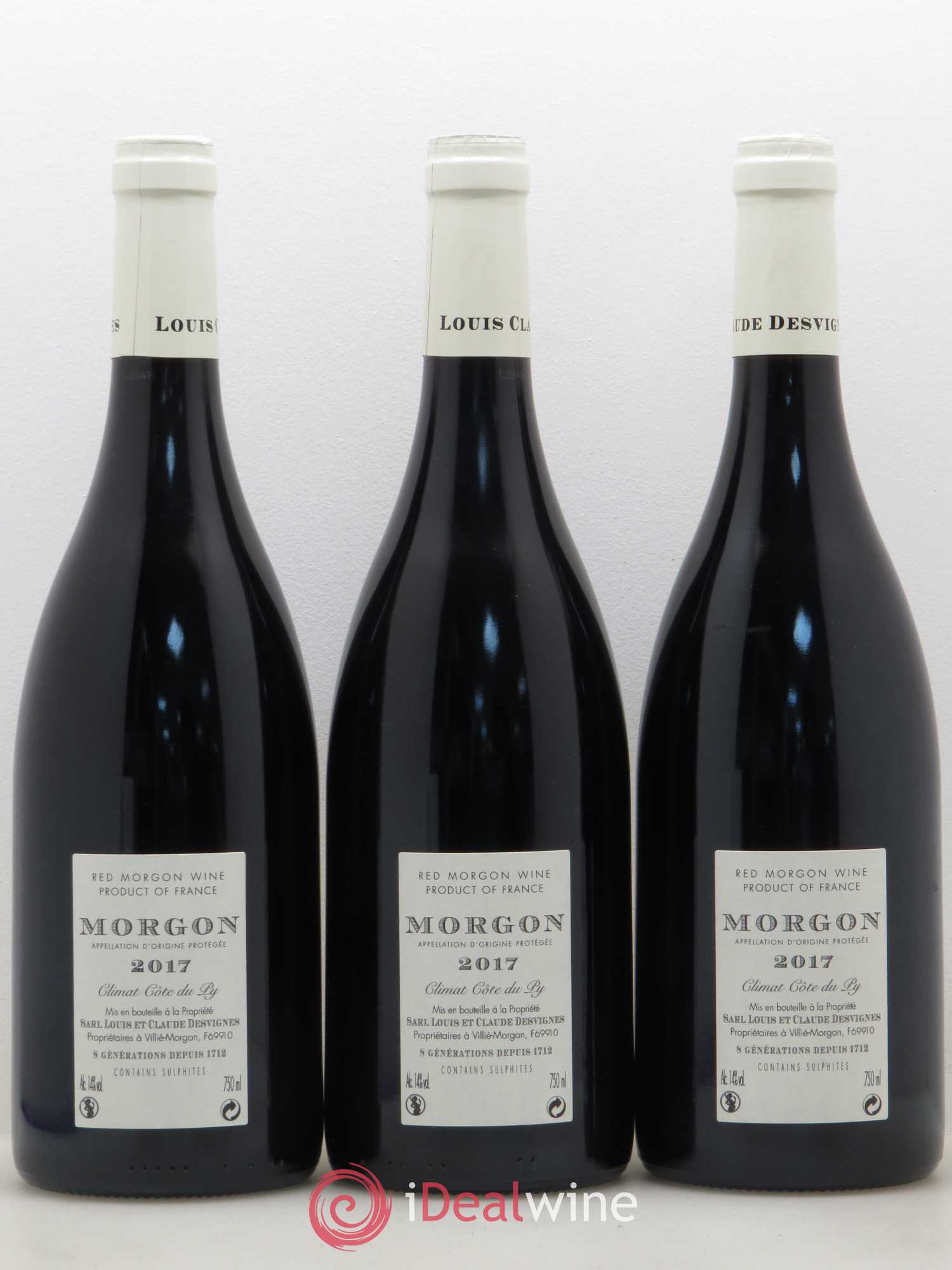 Morgon Côte de Py Javernières Louis-Claude Desvignes (sans prix de réserve) 2017 - Lot de 3 bouteilles - 1