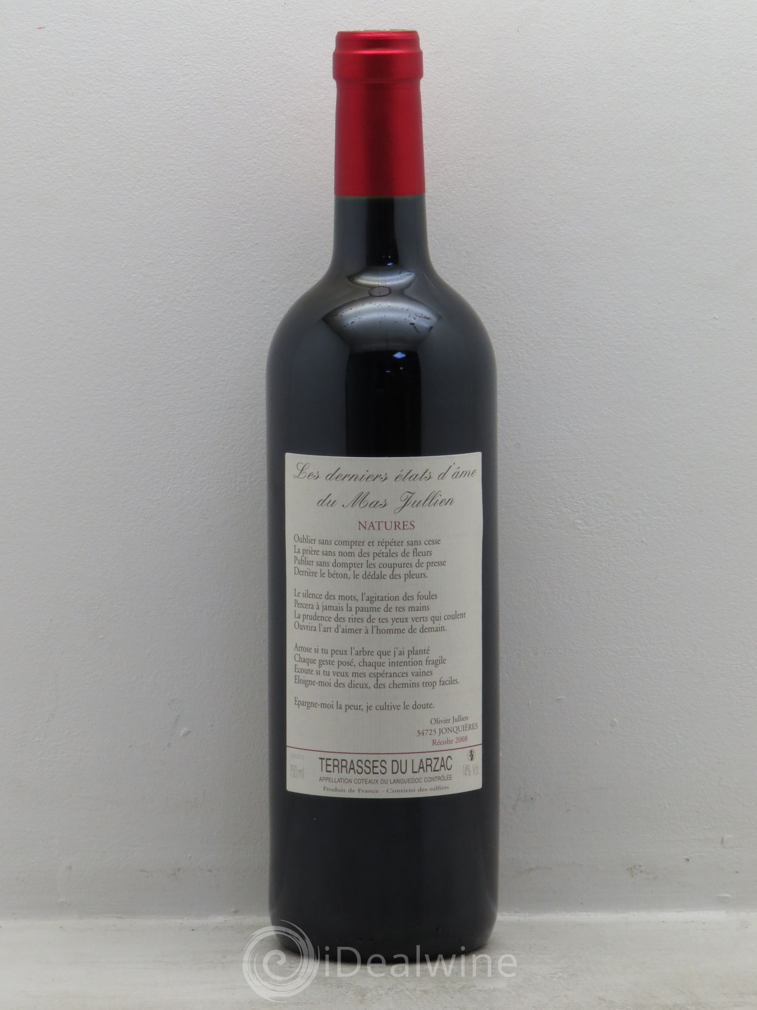 Terrasses du Larzac Mas Jullien Les Etats d'Ame du Mas Jullien Olivier Jullien 2008 - Lot de 1 bouteille - 0