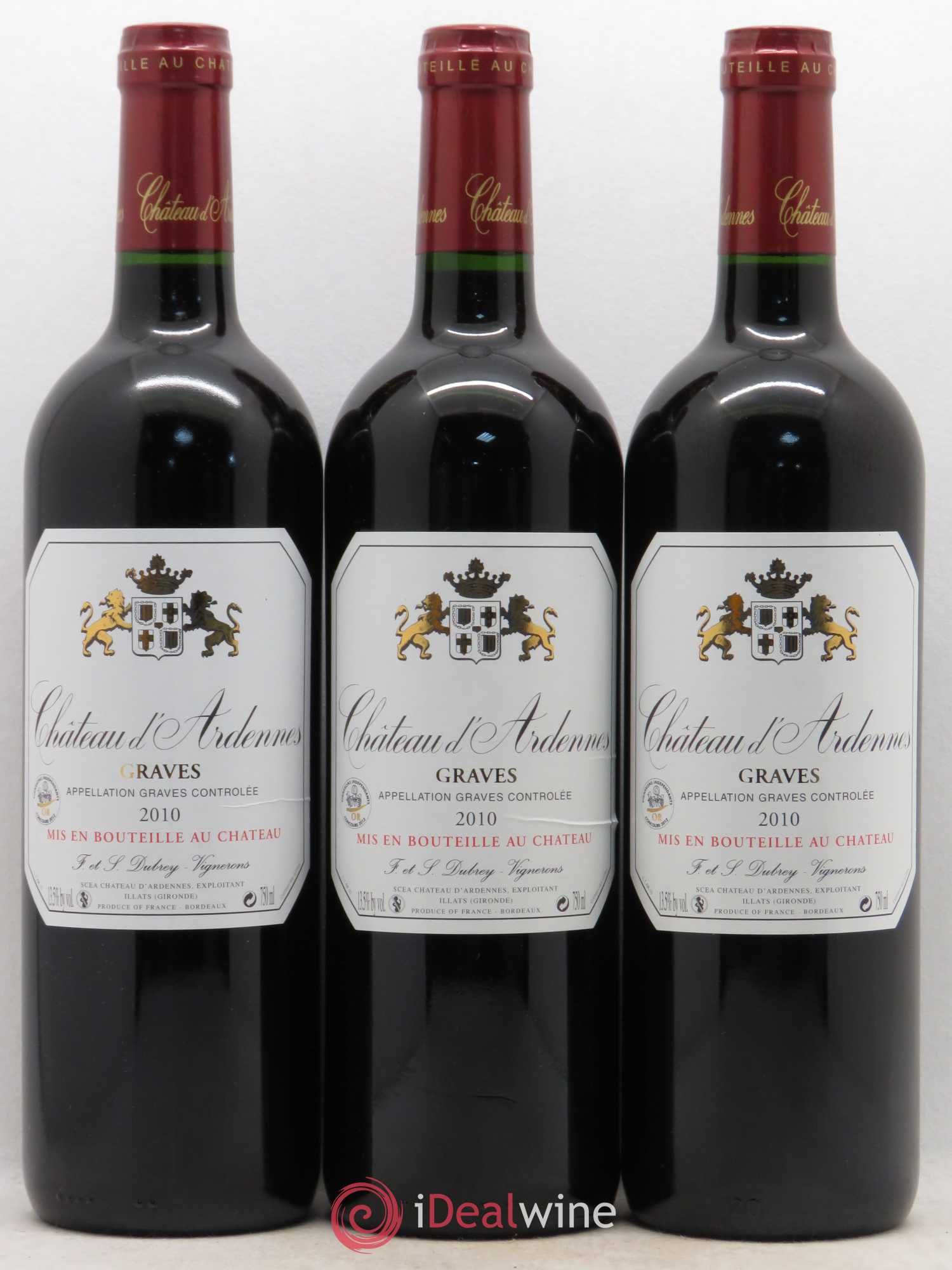 Graves Château d'Ardennes (sans prix de réserve) 2010 - Posten von 3 Flaschen - 0