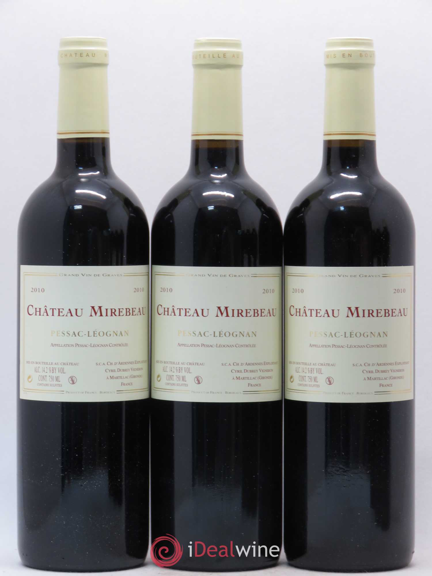 Pessac-Léognan Château Mirebeau (sans prix de réserve) 2010 - Posten von 6 Flaschen - 1