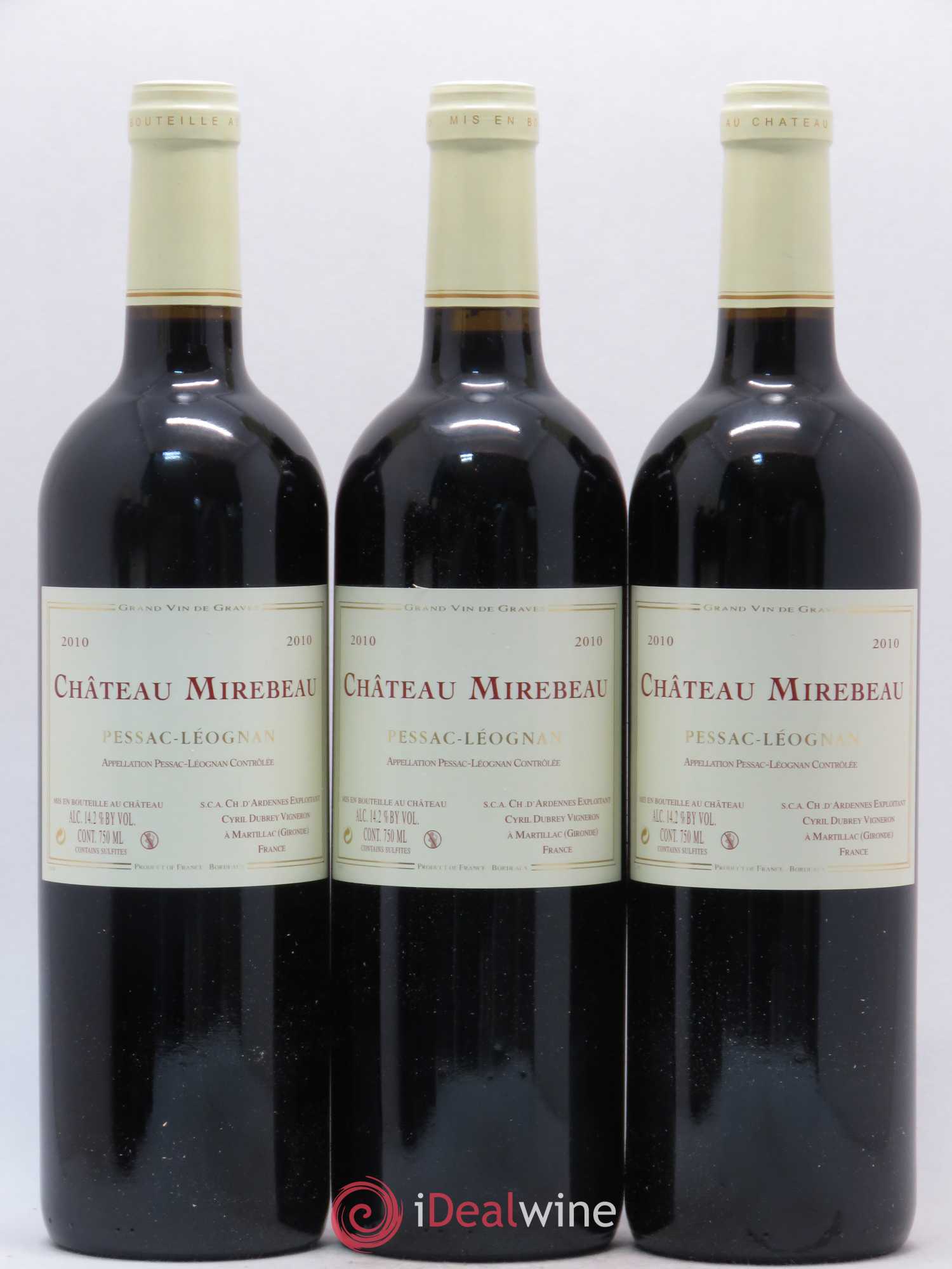 Pessac-Léognan Château Mirebeau (sans prix de réserve) 2010 - Posten von 6 Flaschen - 2