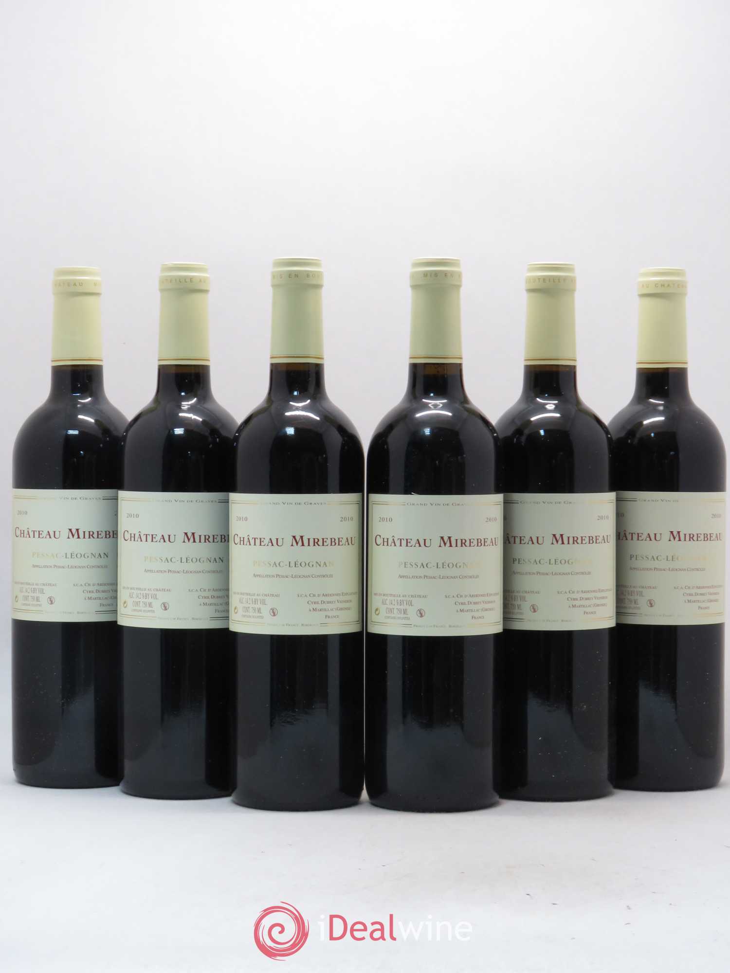 Pessac-Léognan Château Mirebeau (sans prix de réserve) 2010 - Posten von 6 Flaschen - 0