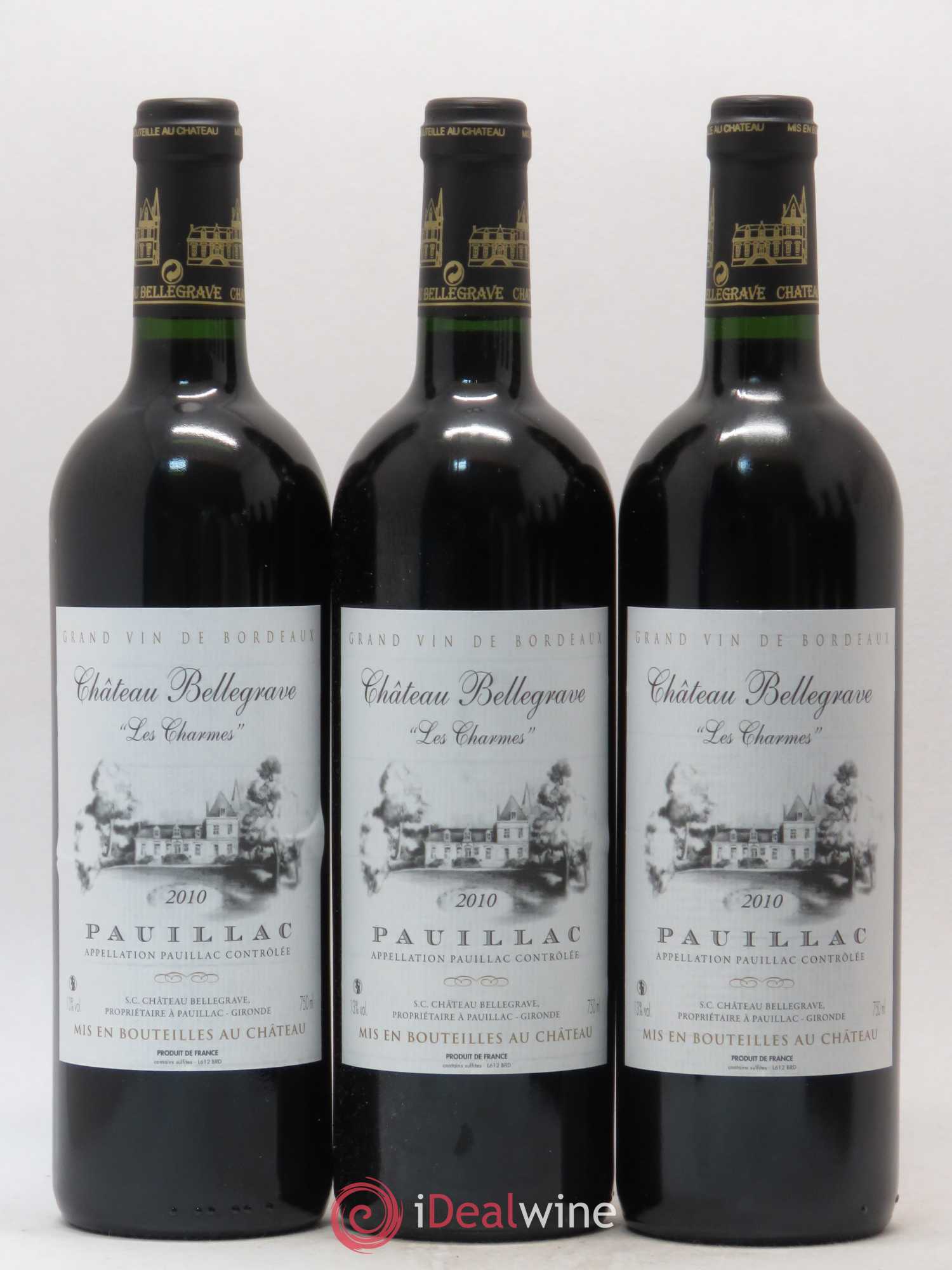 Pauillac Les Charmes Château Bellegrave (sans prix de réserve) 2010 - Posten von 6 Flaschen - 1