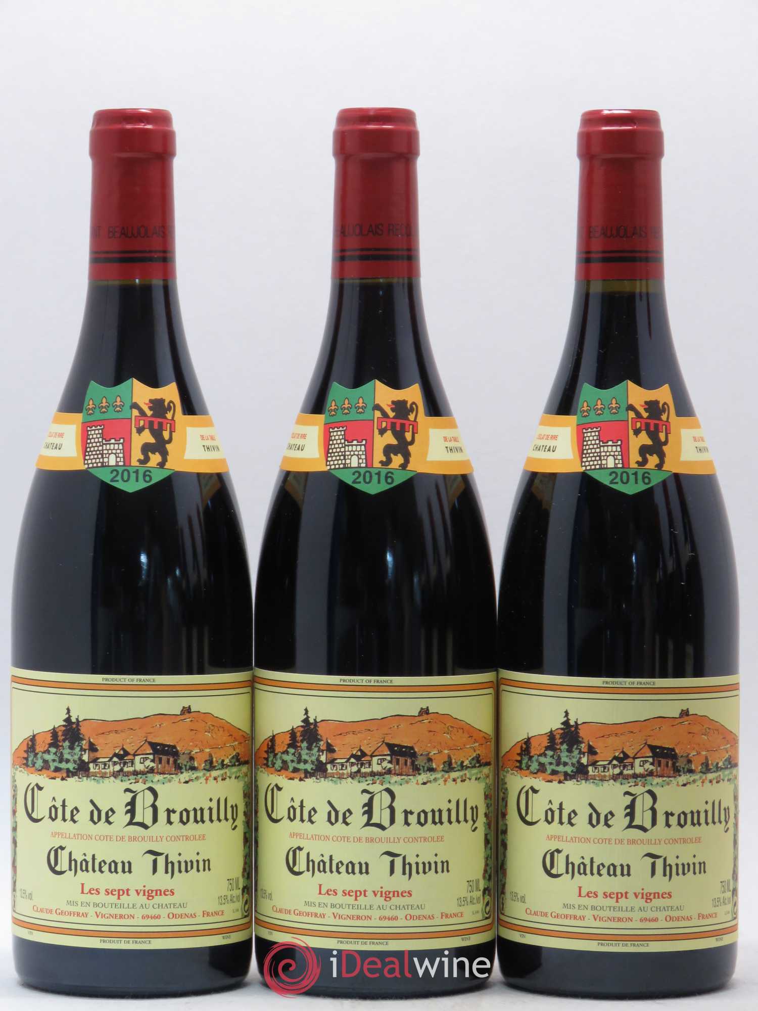 Côte de Brouilly Les 7 Vignes Château Thivin (sans prix de réserve) 2016 - Lot de 6 bouteilles - 1