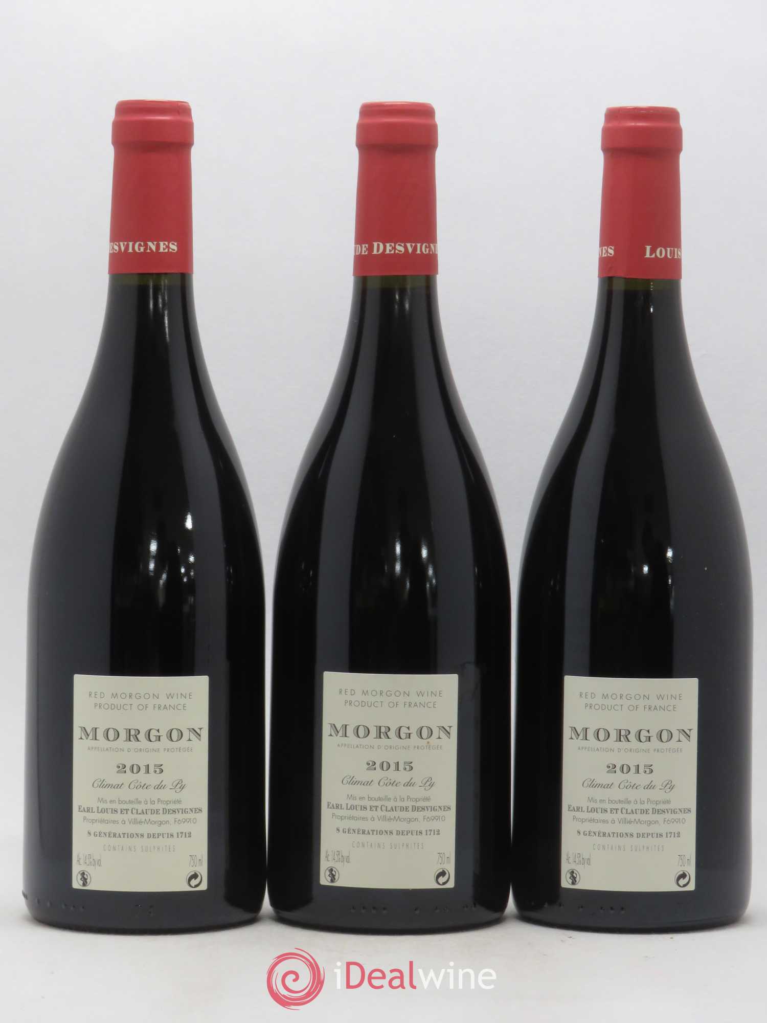 Morgon Côte du Py Louis-Claude Desvignes (sans prix de réserve) 2015 - Lot de 3 bouteilles - 1