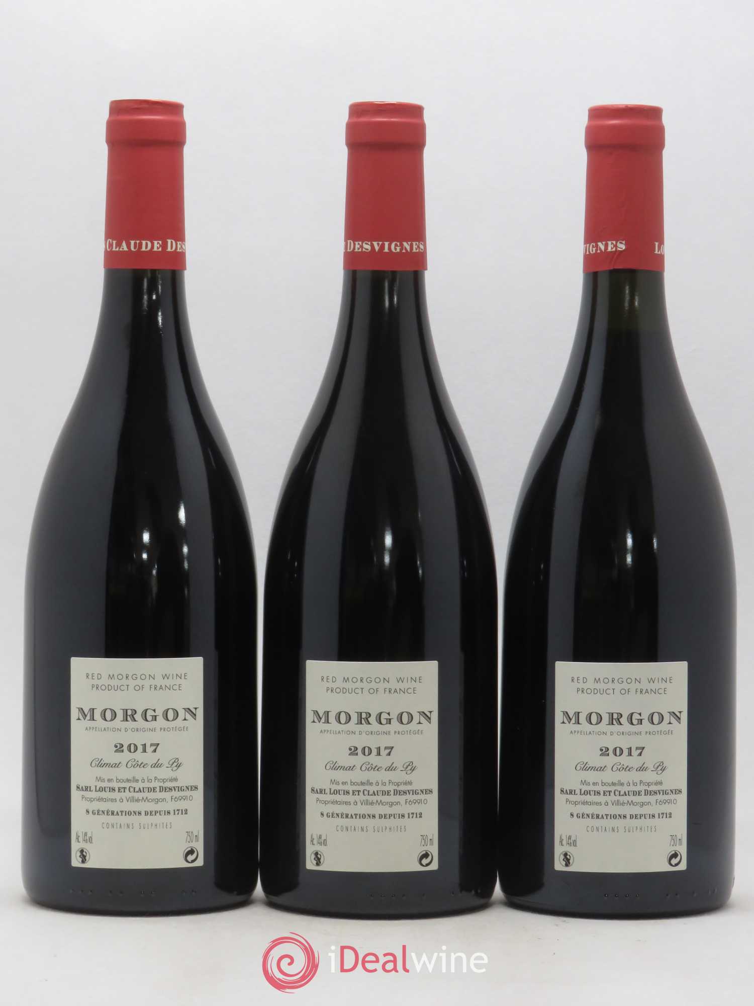 Morgon Côte du Py Louis-Claude Desvignes  (sans prix de réserve) 2017 - Lot de 3 bouteilles - 1
