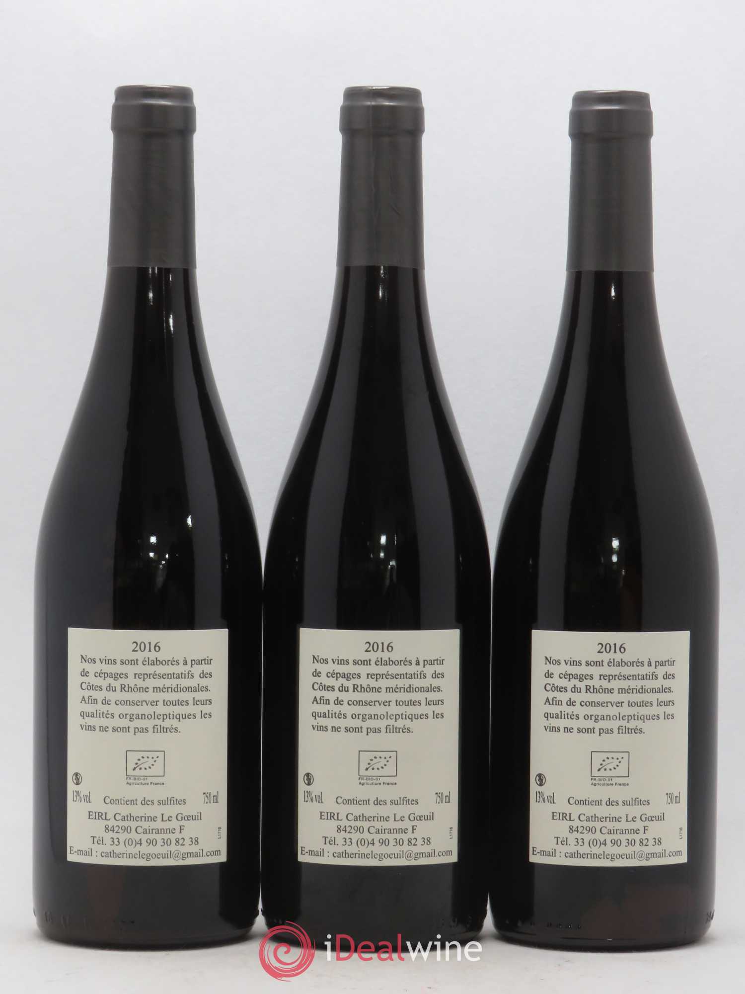Côtes-du-Rhône Grignan-les-Adhémar Catherine le Goeuil (no reserve) 2016 - Lot of 3 bottles - 1