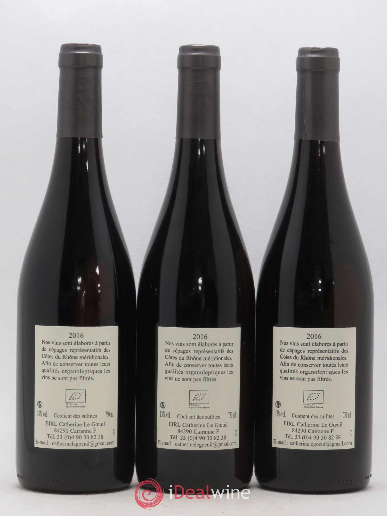 Côtes-du-Rhône Grignan-les-Adhémar Catherine le Goeuil (sans prix de réserve) 2016 - Posten von 3 Flaschen - 1